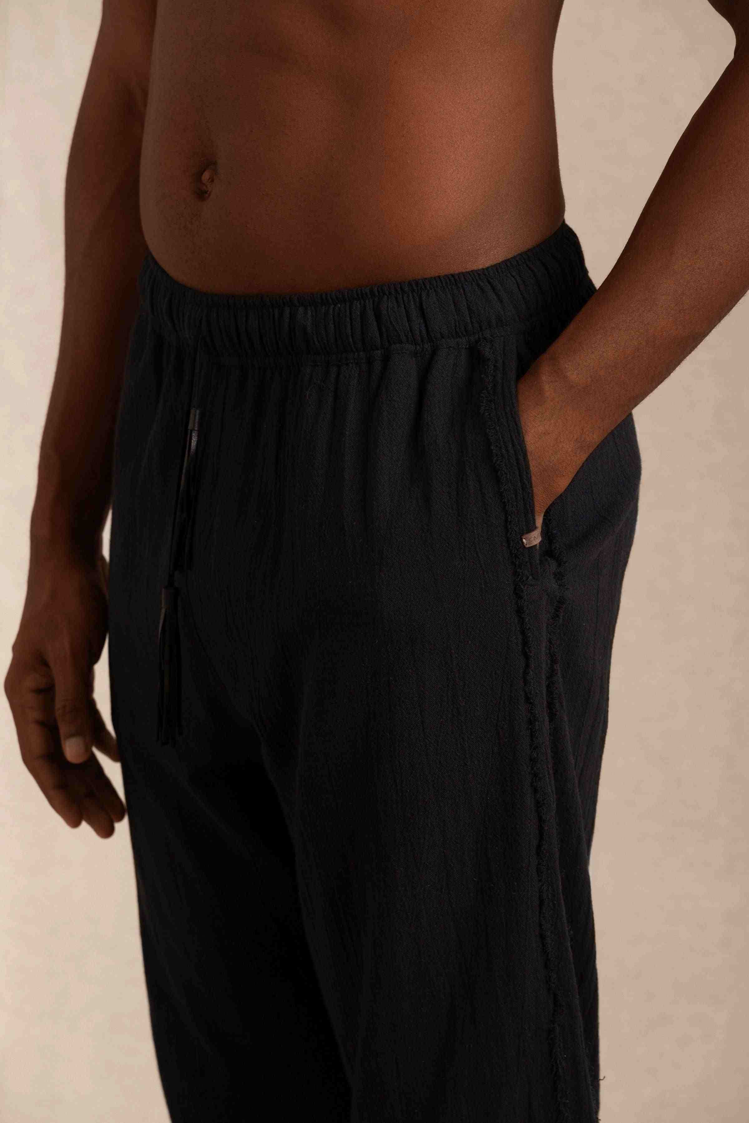 Wolpoch Pants Artisanal Cotton - Black