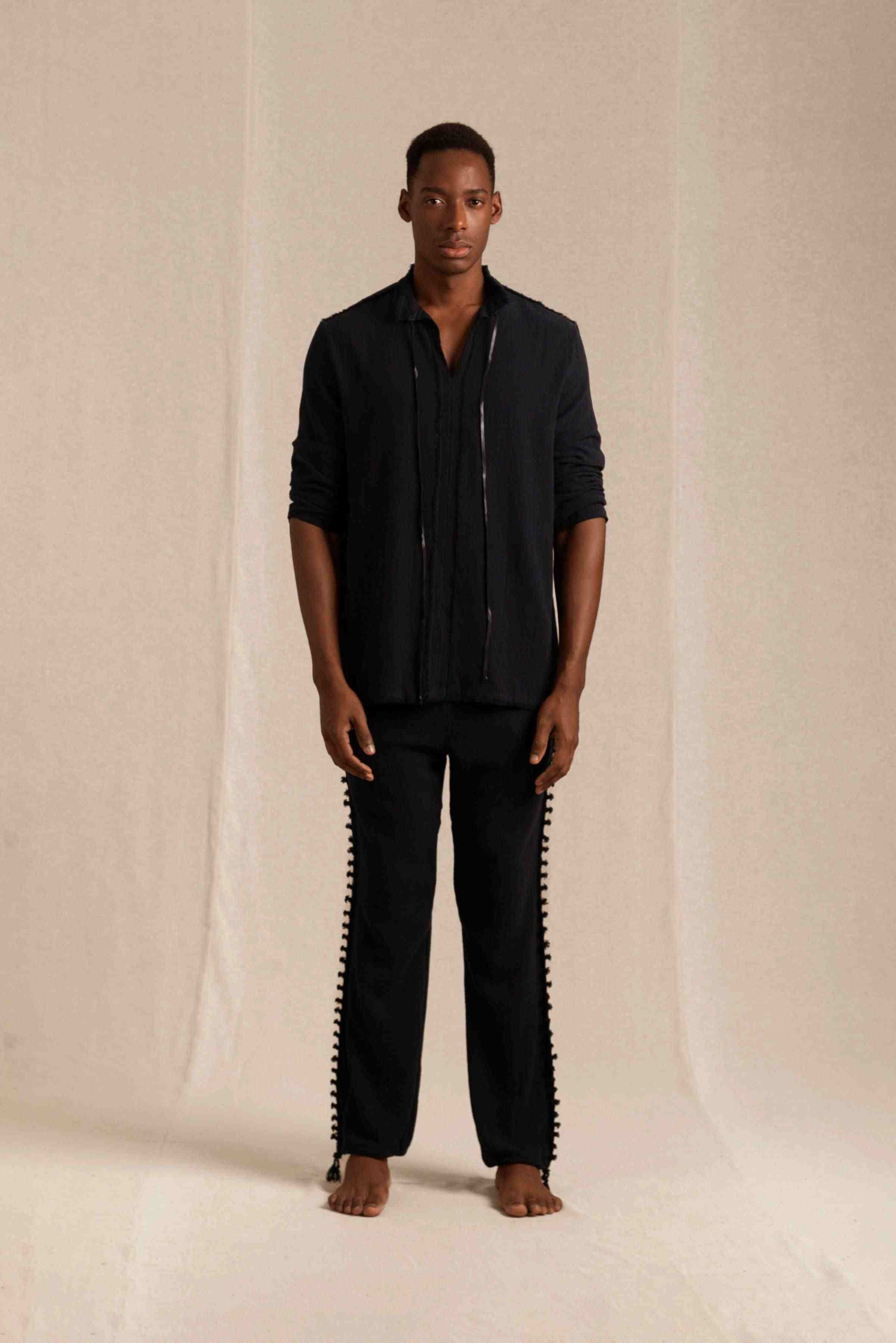 Xoo Shirt Cotton Jute - Black