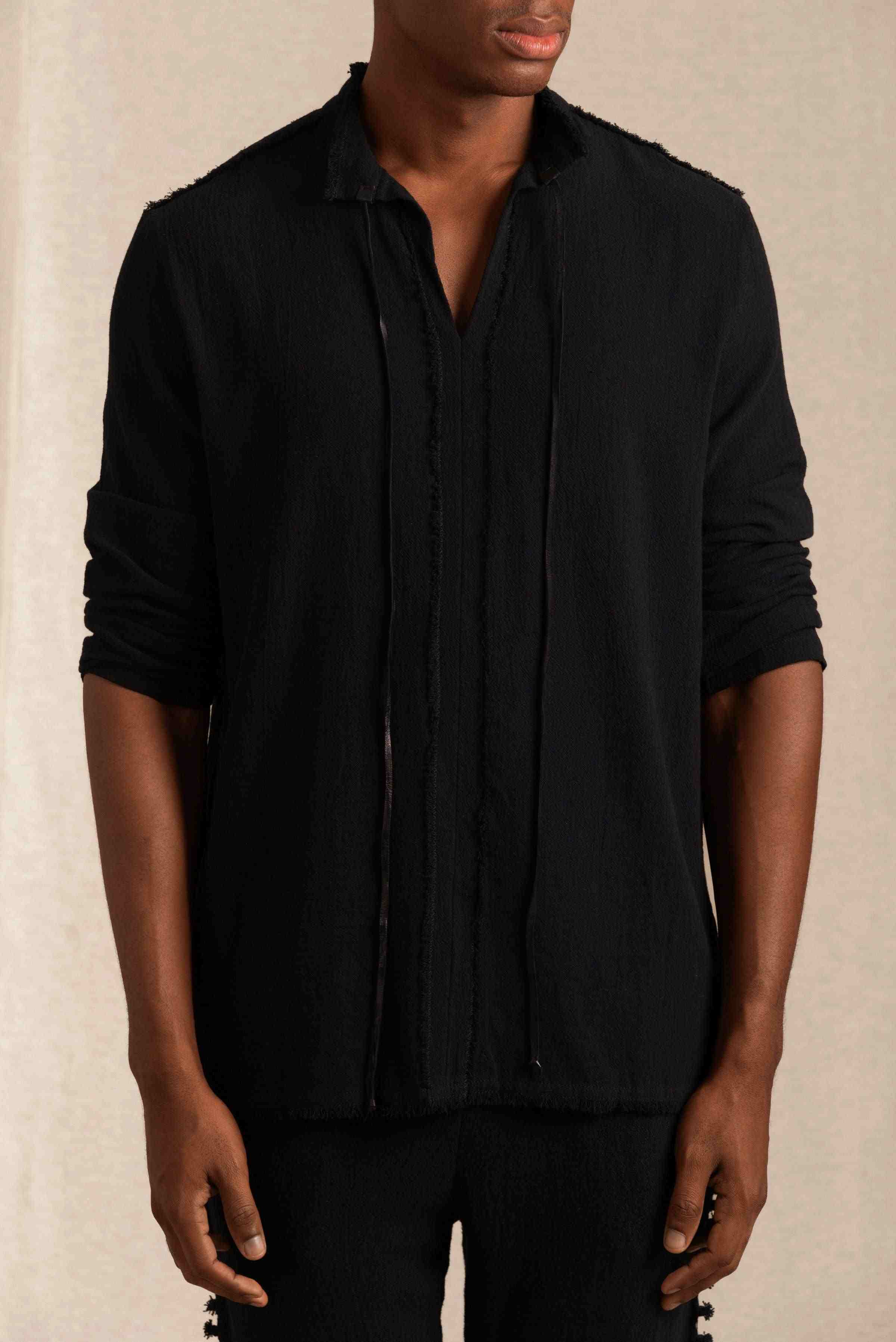 Xoo Shirt Cotton Jute - Black
