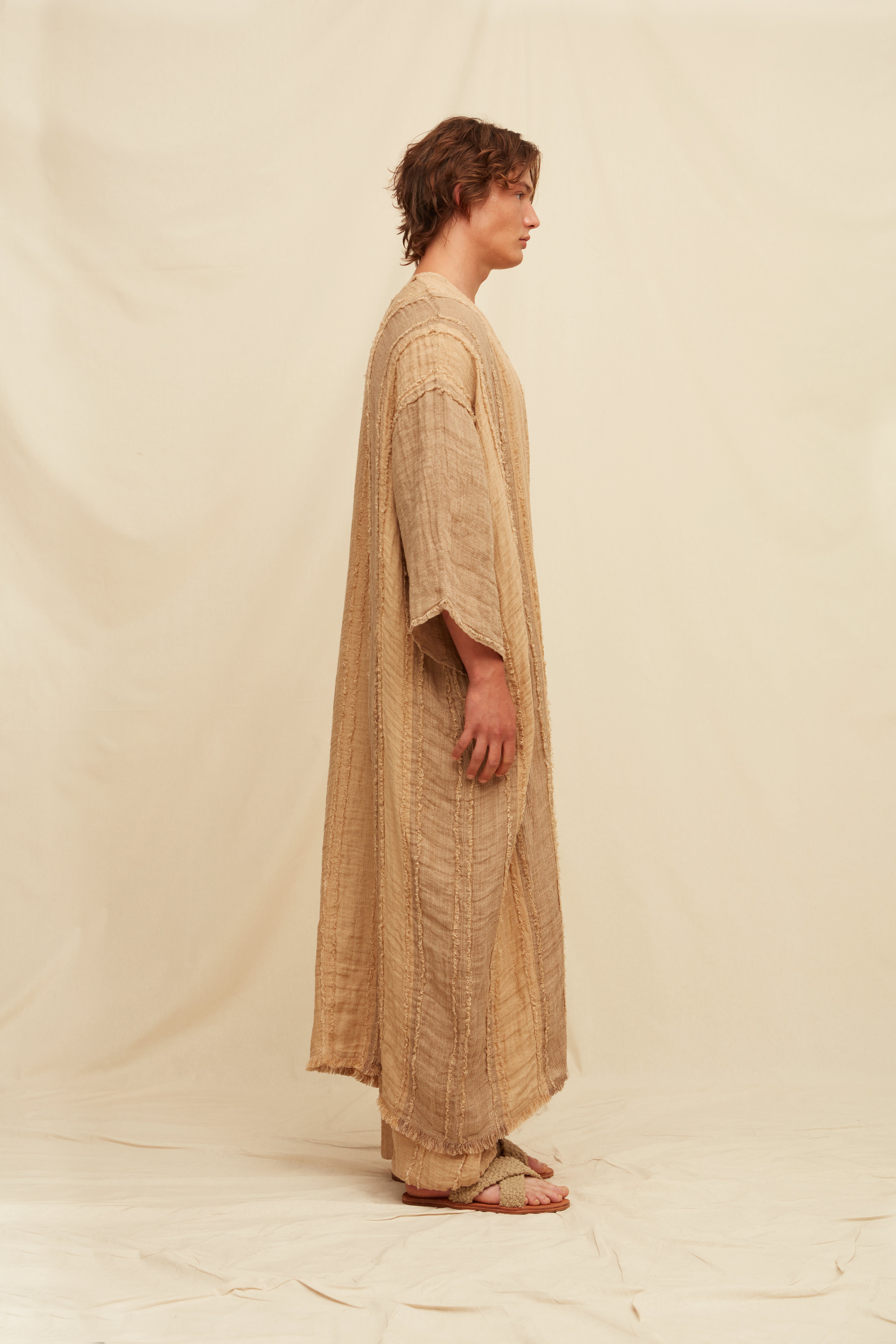Aniu Lines Vest Linen Cotton - Taupe / Clay