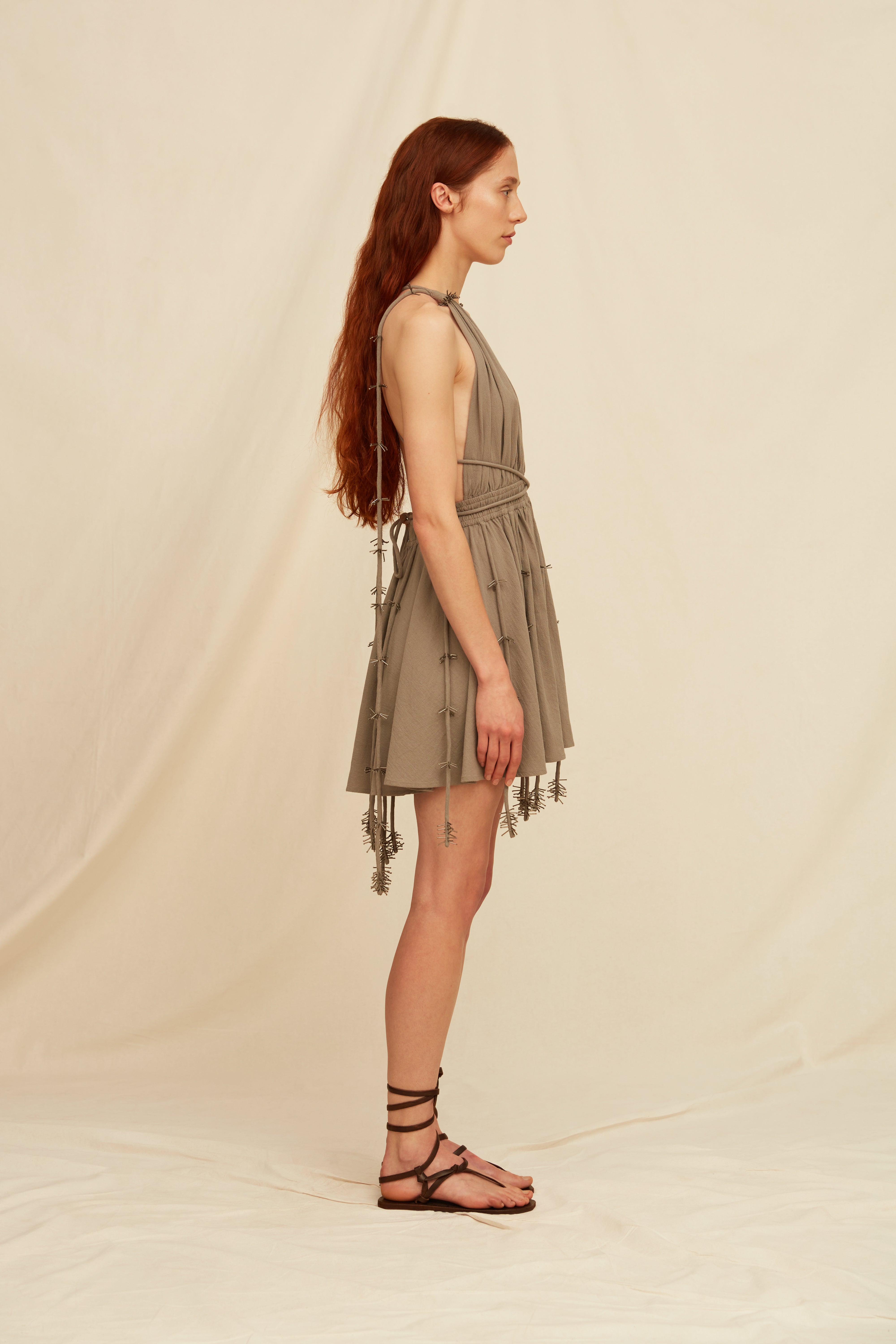 Jalate Mini Dress Artisanal Cotton - Iron
