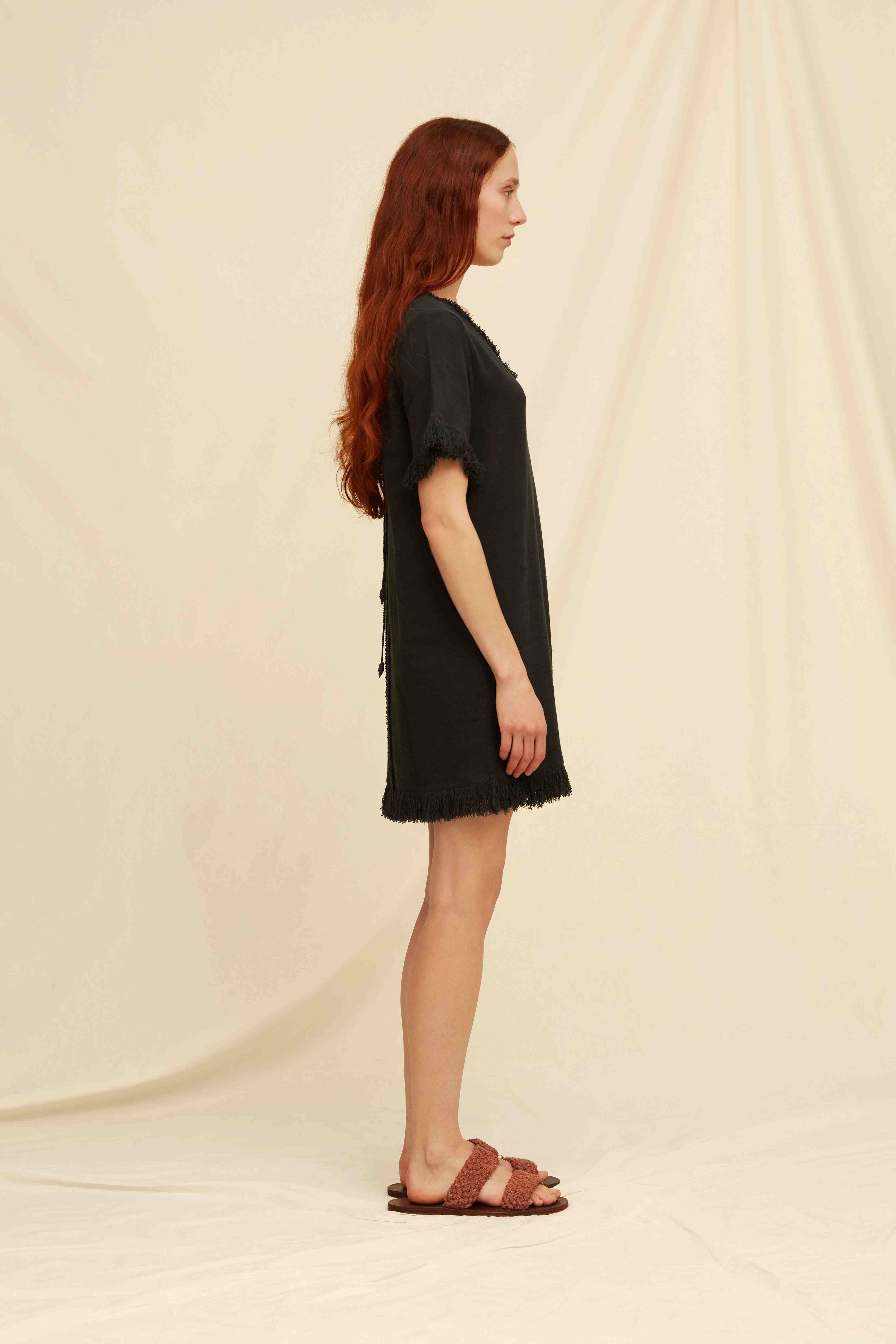 Kantsak Mini Dress Cotton Jute - Black