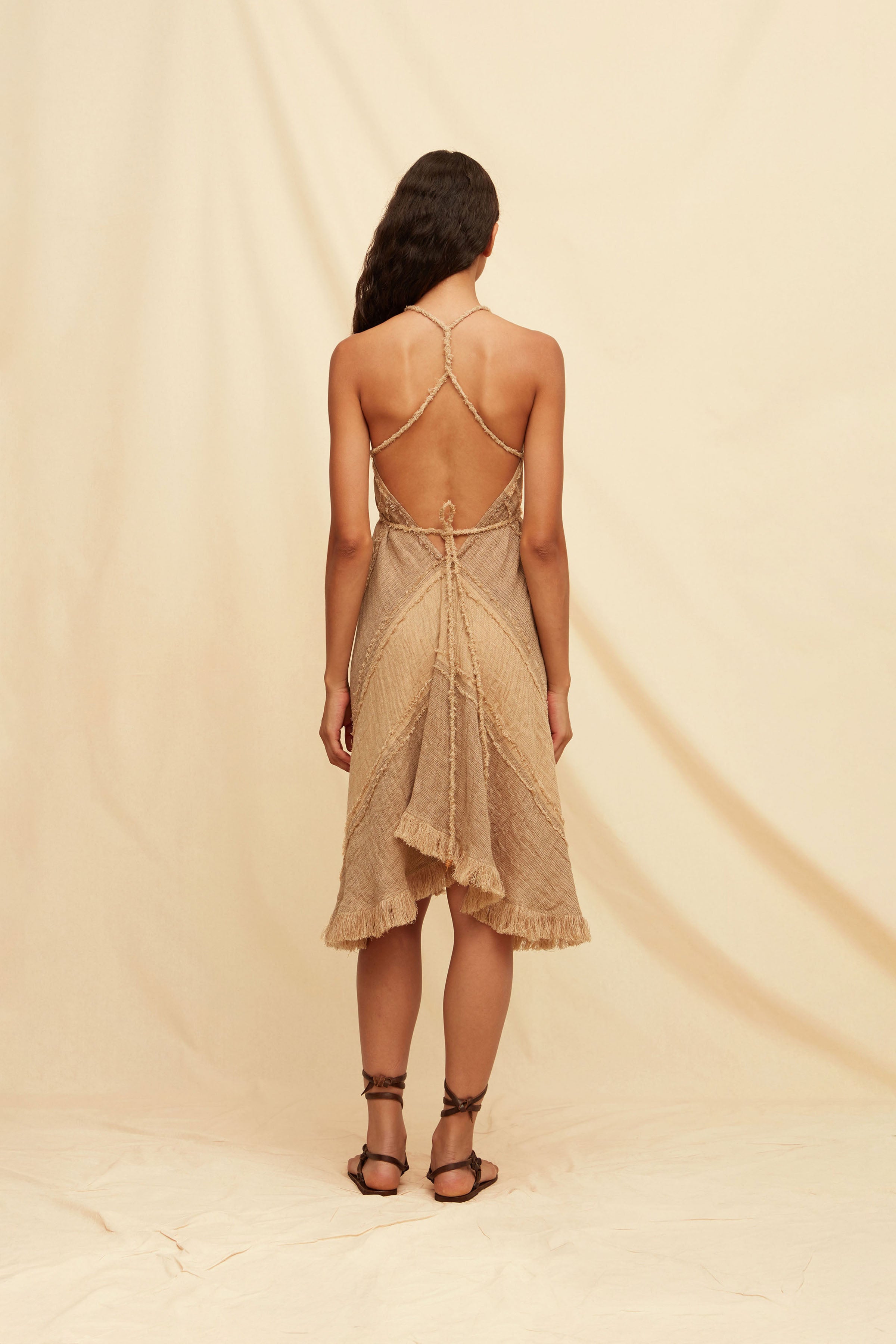 Kaskimen Lines Dress - Taupe / Clay