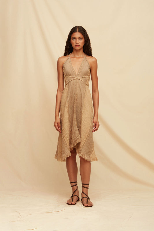 KASKIMEN LINES DRESS - TAUPE / CLAY