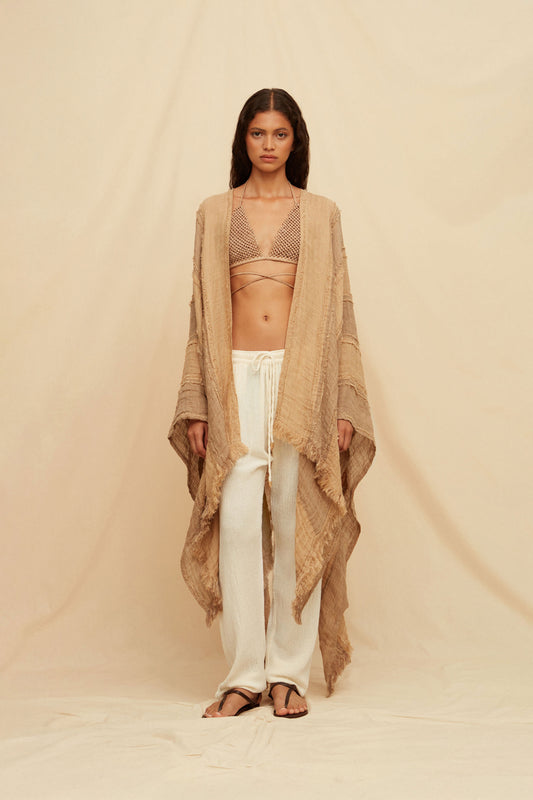 PUYUL LINES CAPE - TAUPE / CLAY