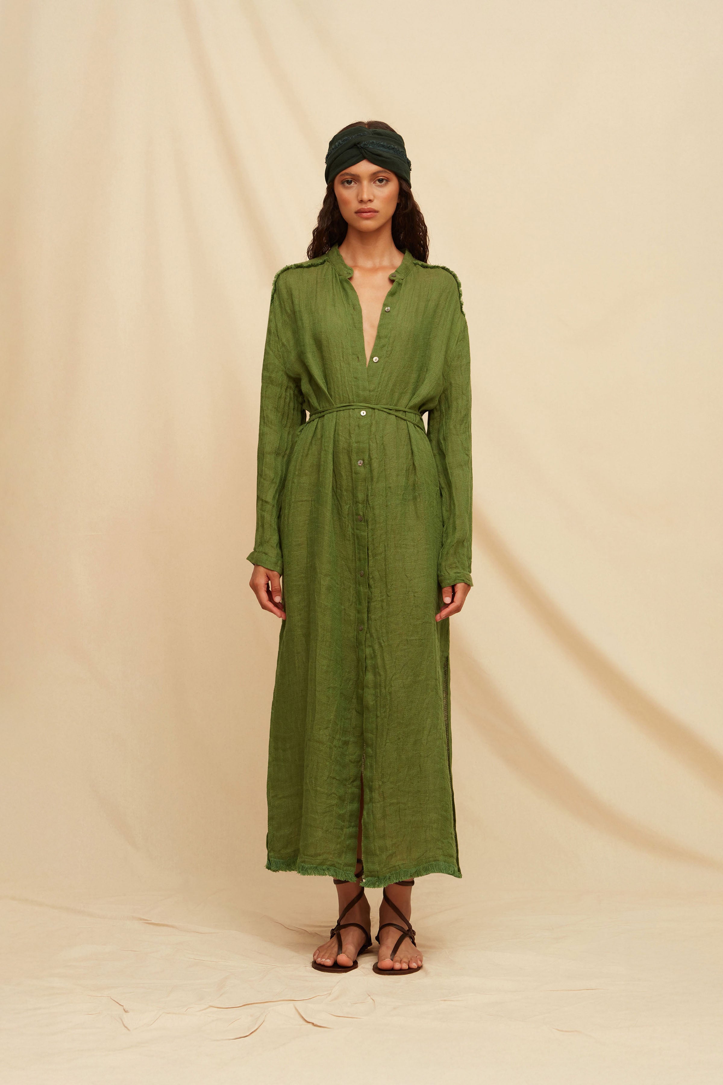 knee length dresses for ladies Rhiona Linen Shirt Dress main image 1