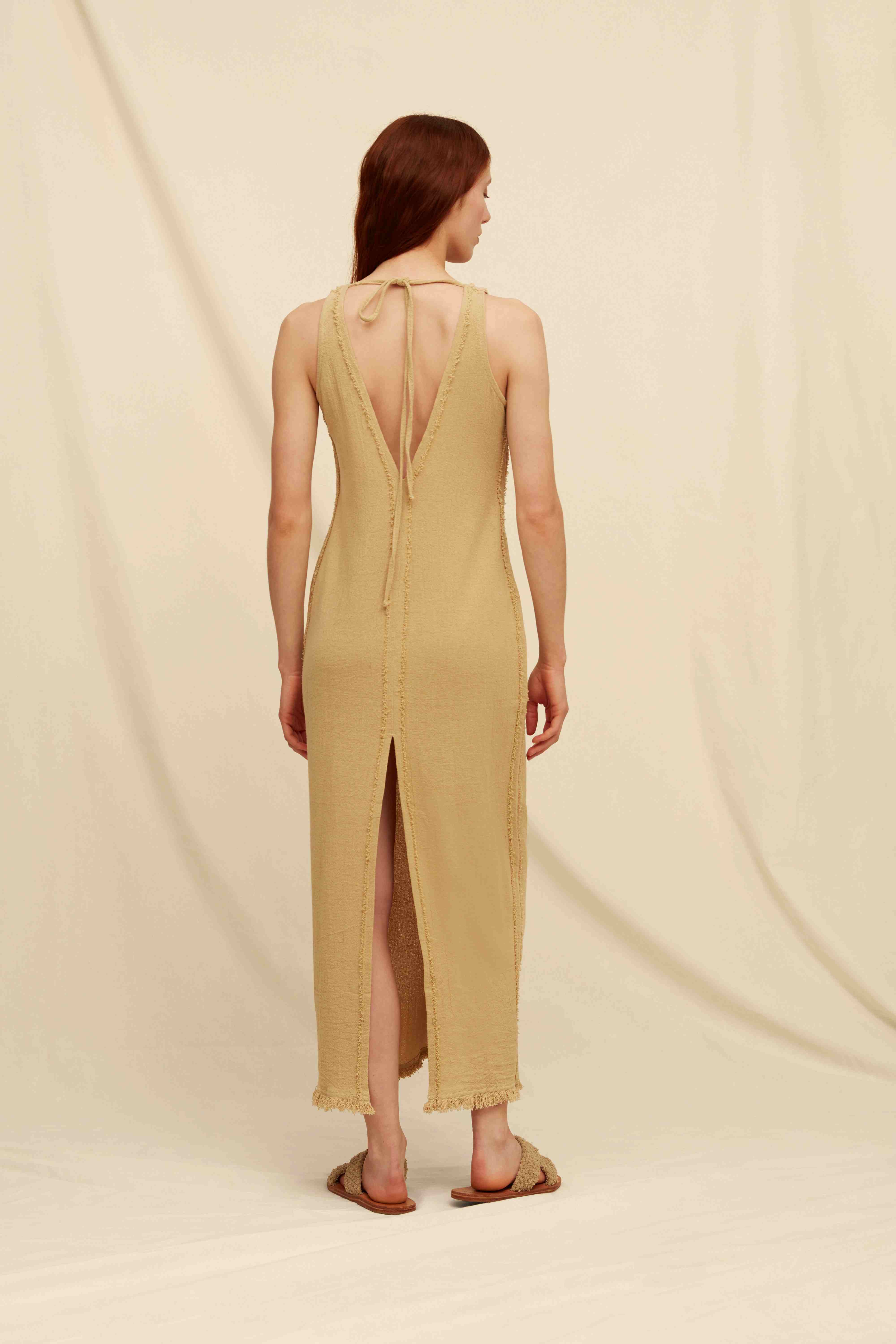 Xitso Dress Cotton Jute - Sepia