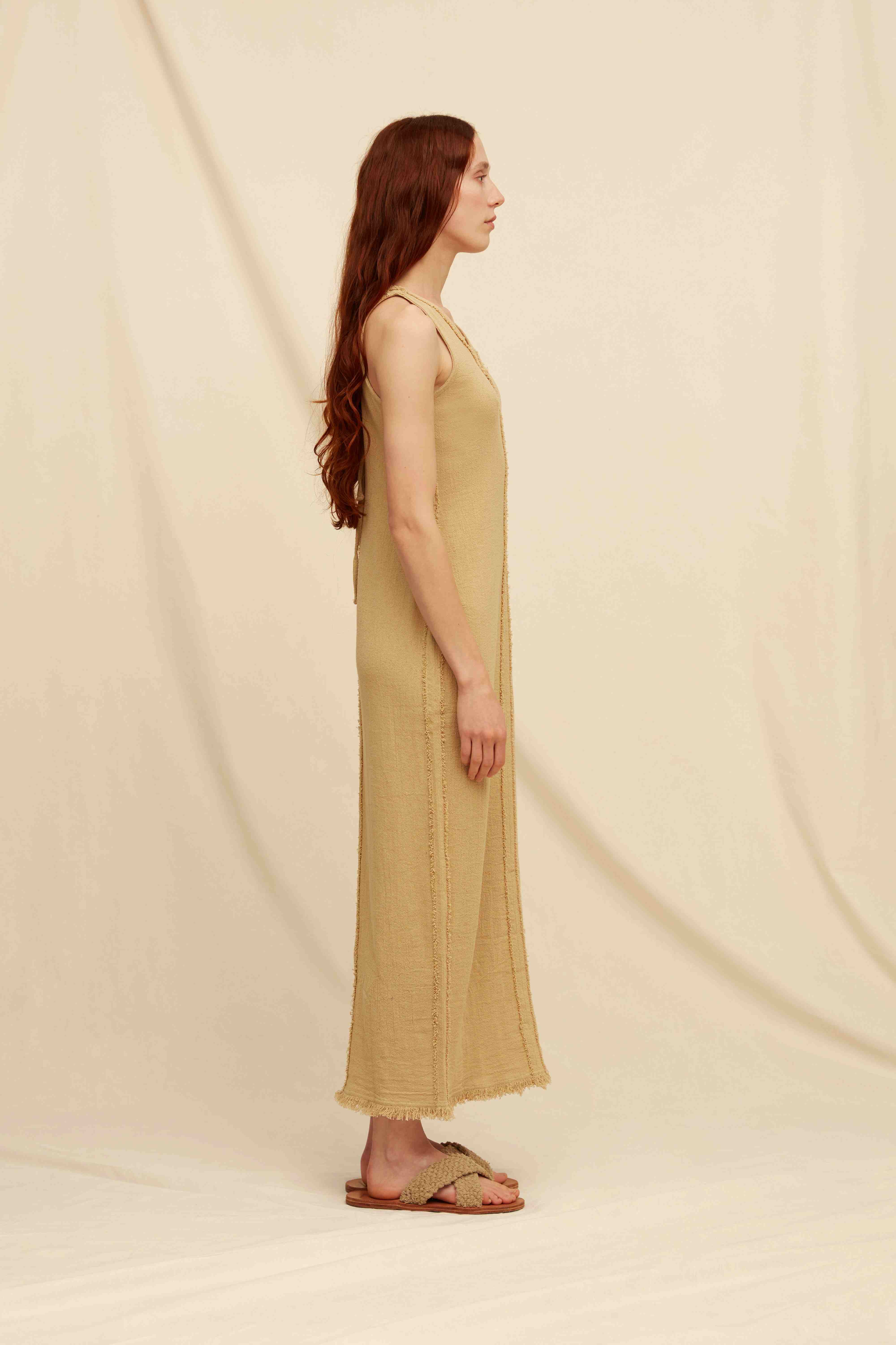 Xitso Dress Cotton Jute - Sepia