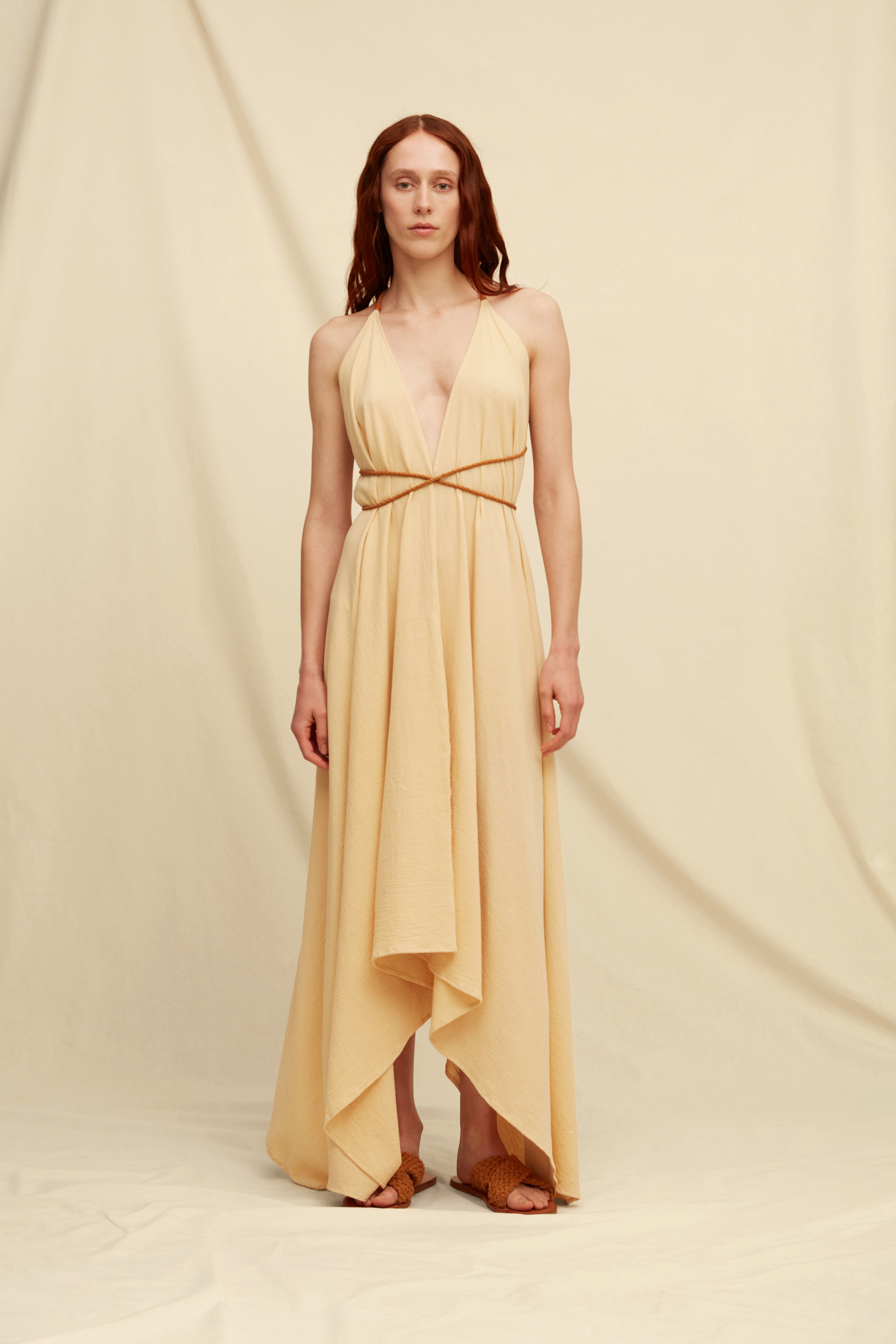 Yatzil Dress Artisanal Cotton - Straw