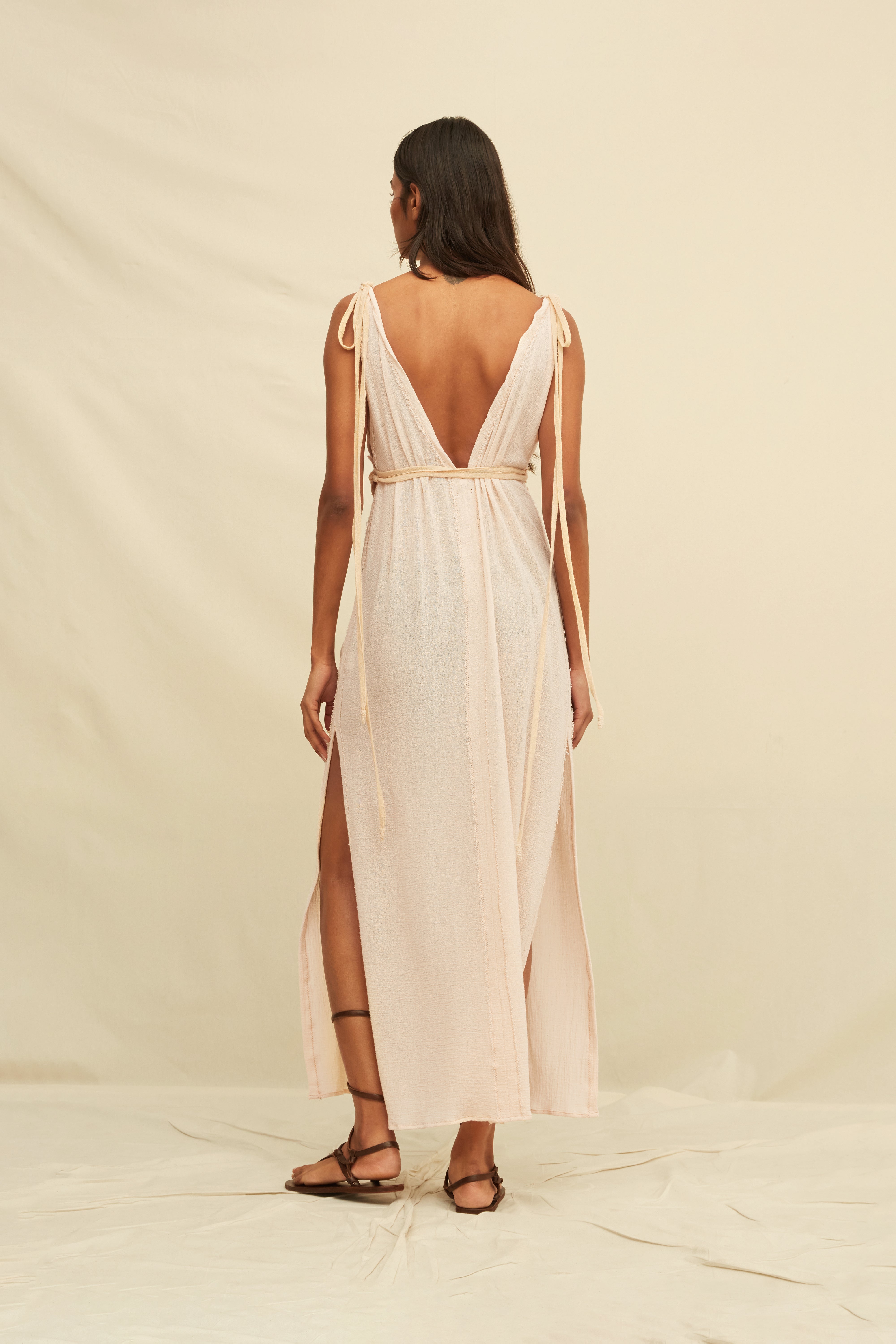 Ephra Maxi Dress Cotton Gauze - Shell Pink / Almond