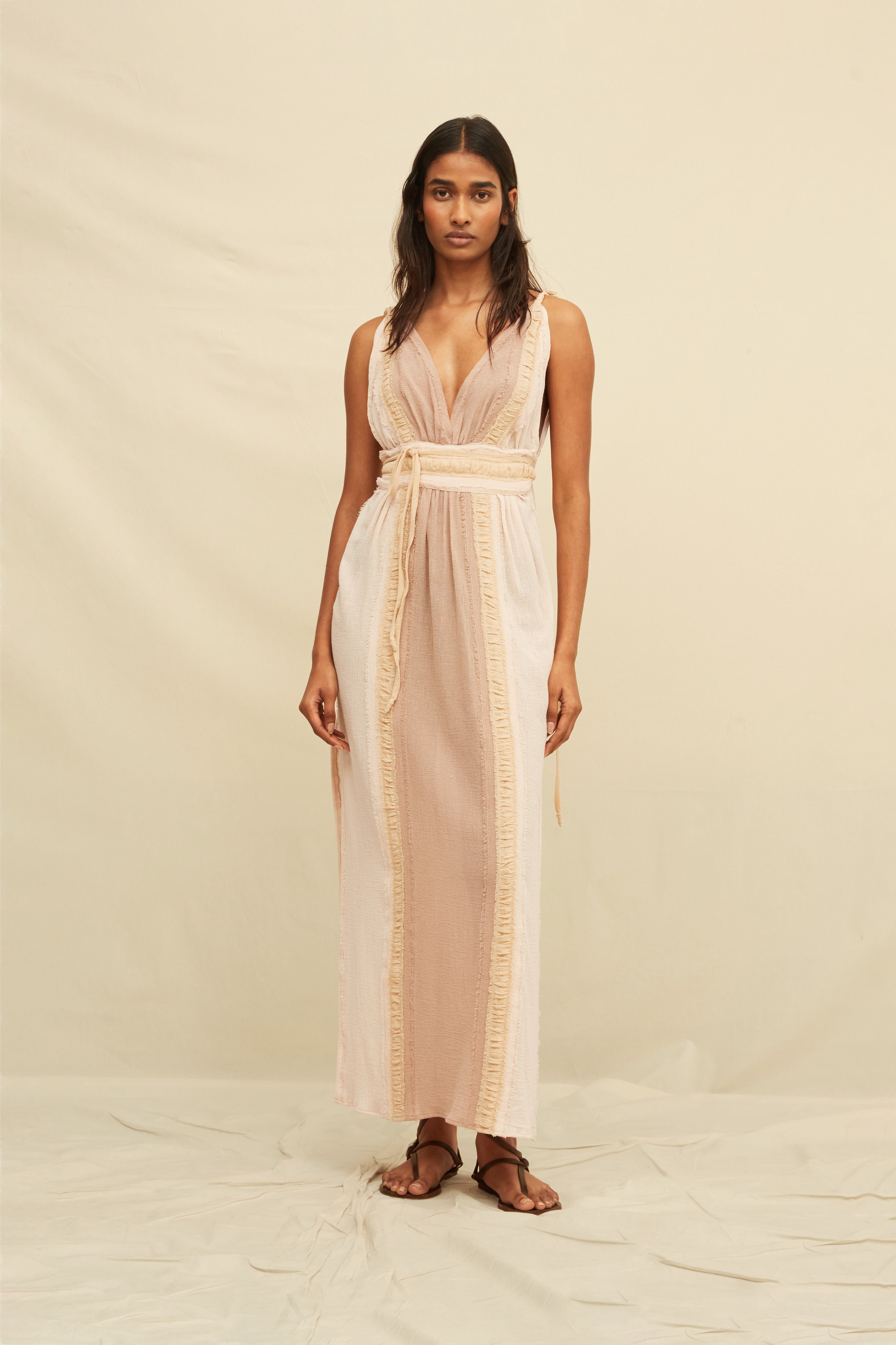 Ephra Maxi Dress Cotton Gauze - Shell Pink / Almond
