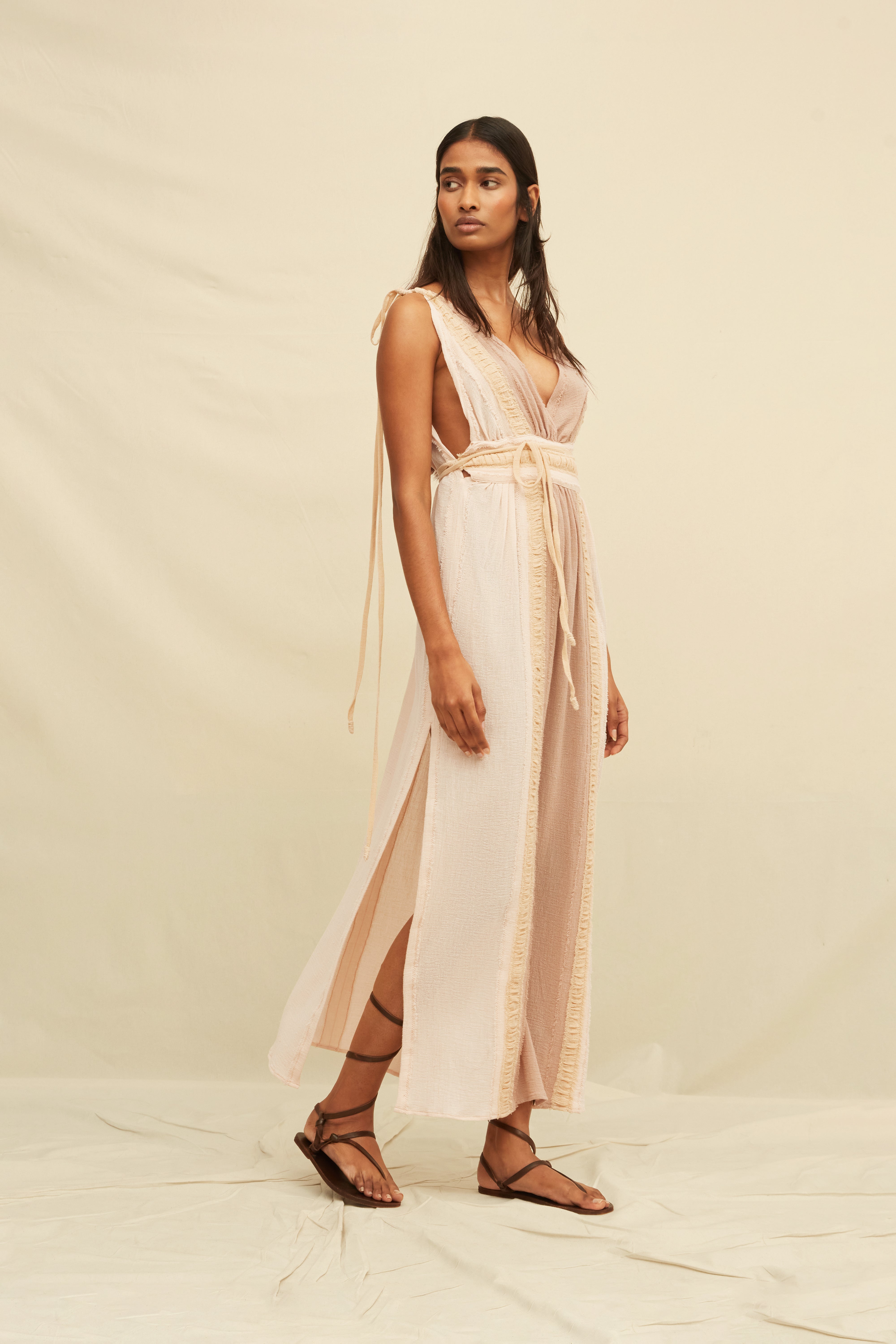 Ephra Maxi Dress Cotton Gauze - Shell Pink / Almond