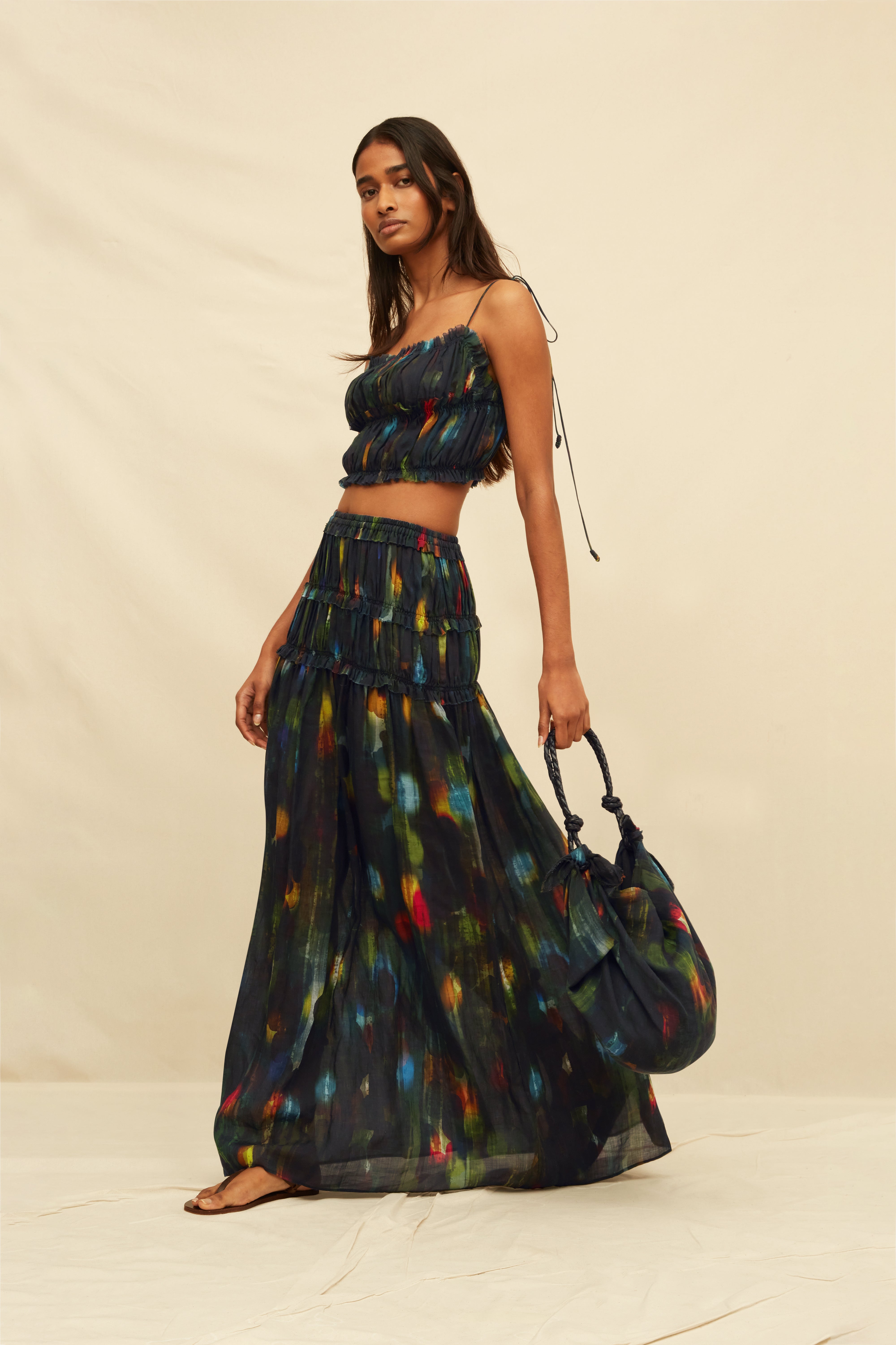 Inara Bandeau Top Lyocell Ramie - Rainforest Dark