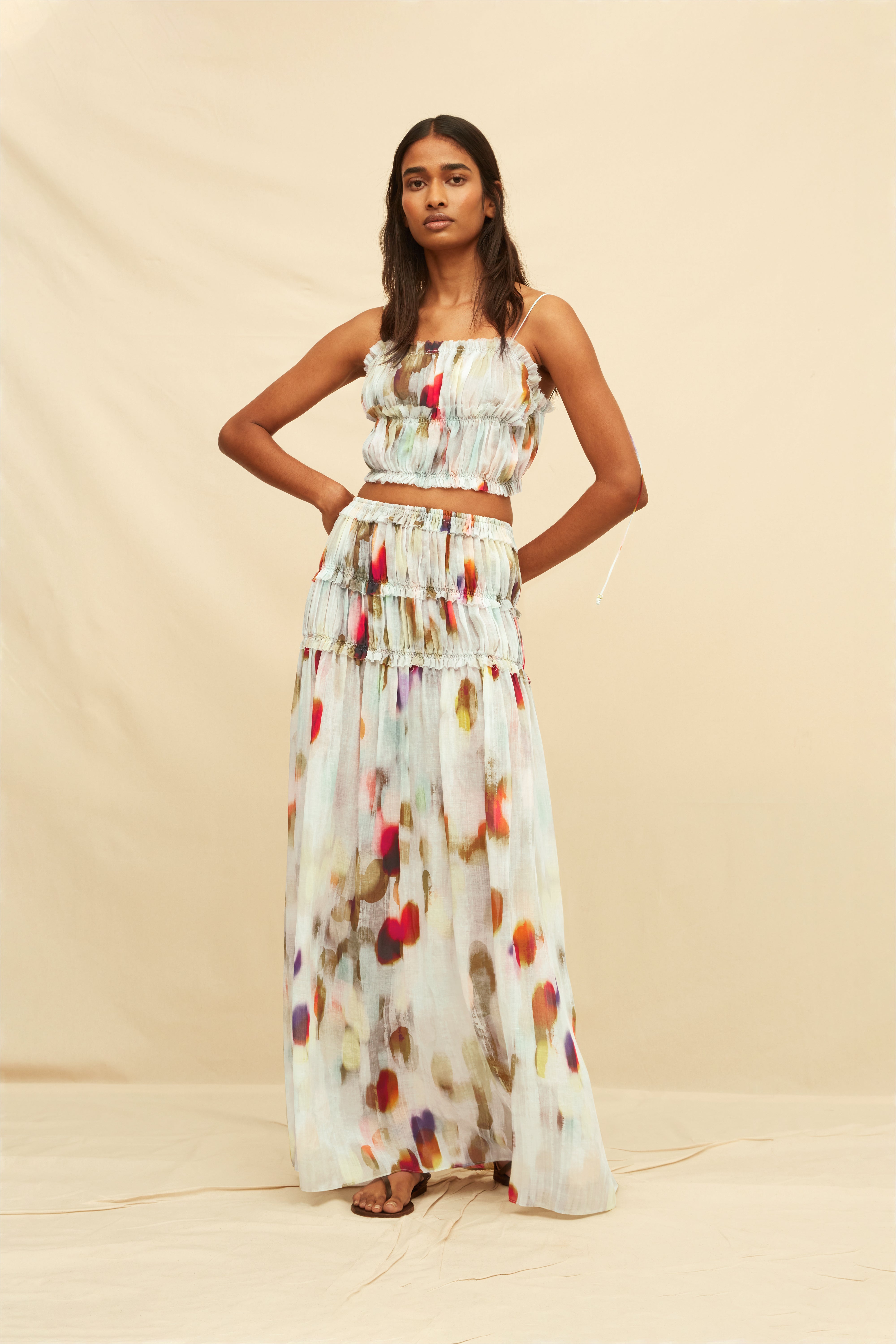 Maelis Maxi Skirt Lyocell Ramie - Rainforest Pale