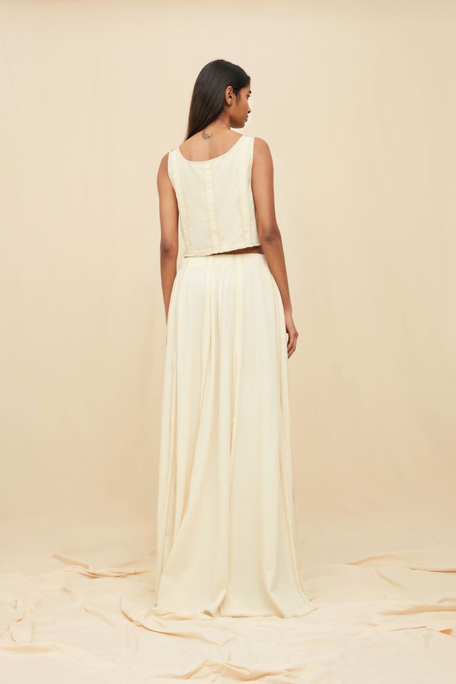 Soluna Maxi Skirt Artisanal Cotton - Natural