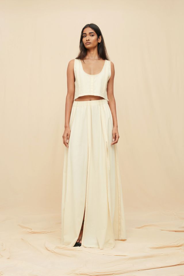 Soluna Maxi Skirt Artisanal Cotton - Natural