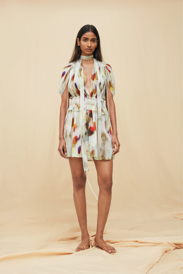 Omaya Mini Dress Lyocell Ramie - Rainforest Pale