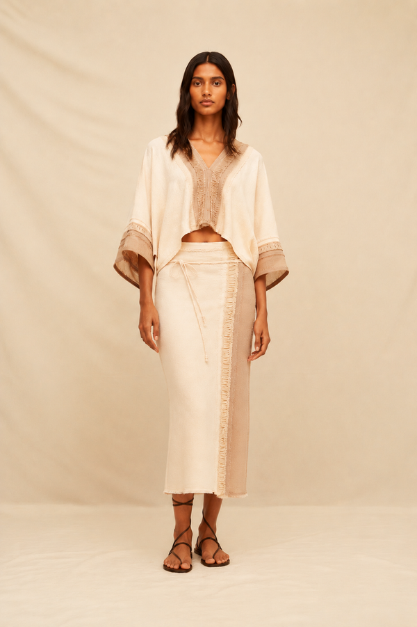 Baikal Pareo Skirt Cotton Gauze - Shell Pink / Almond