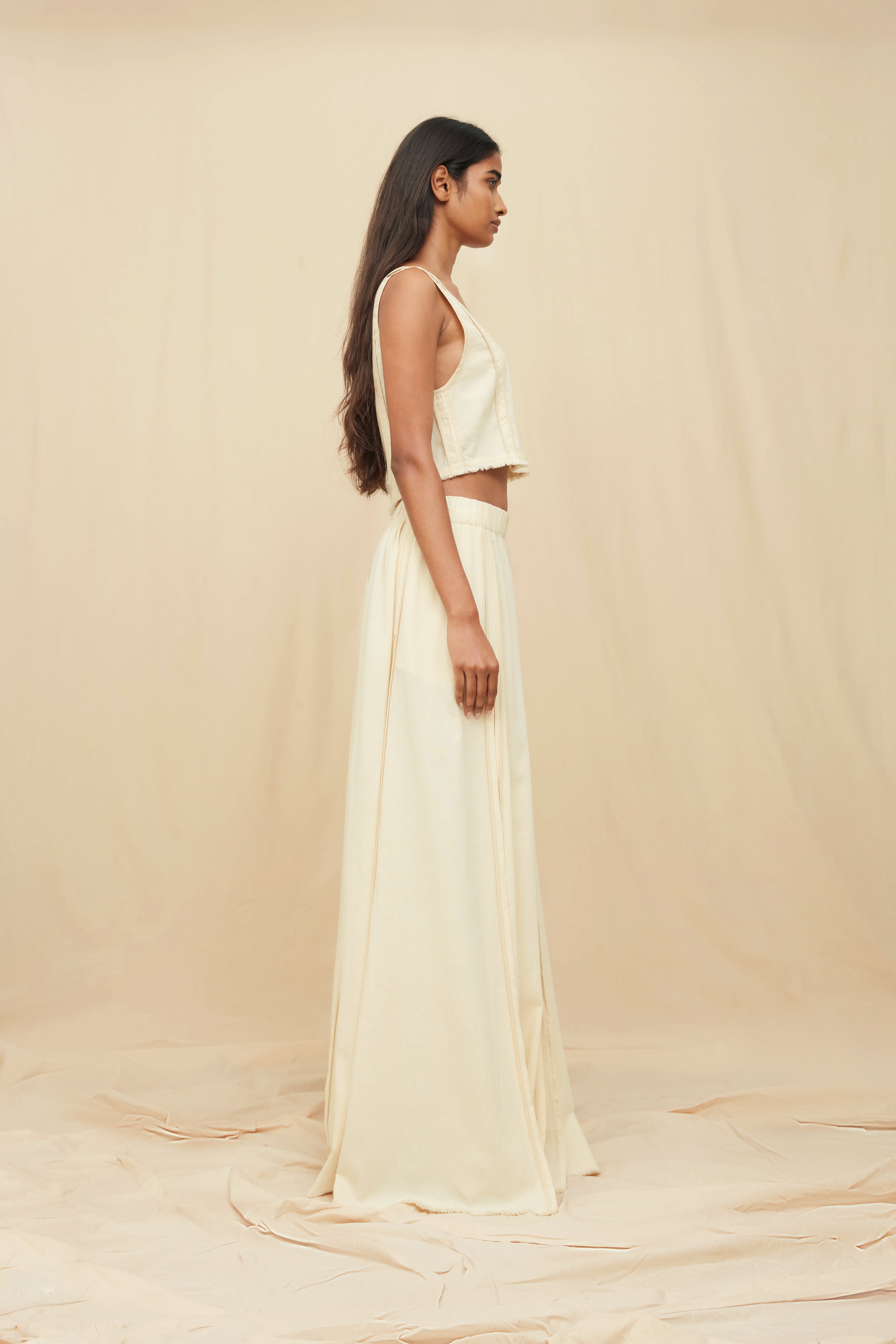 Soluna Maxi Skirt Artisanal Cotton - Natural