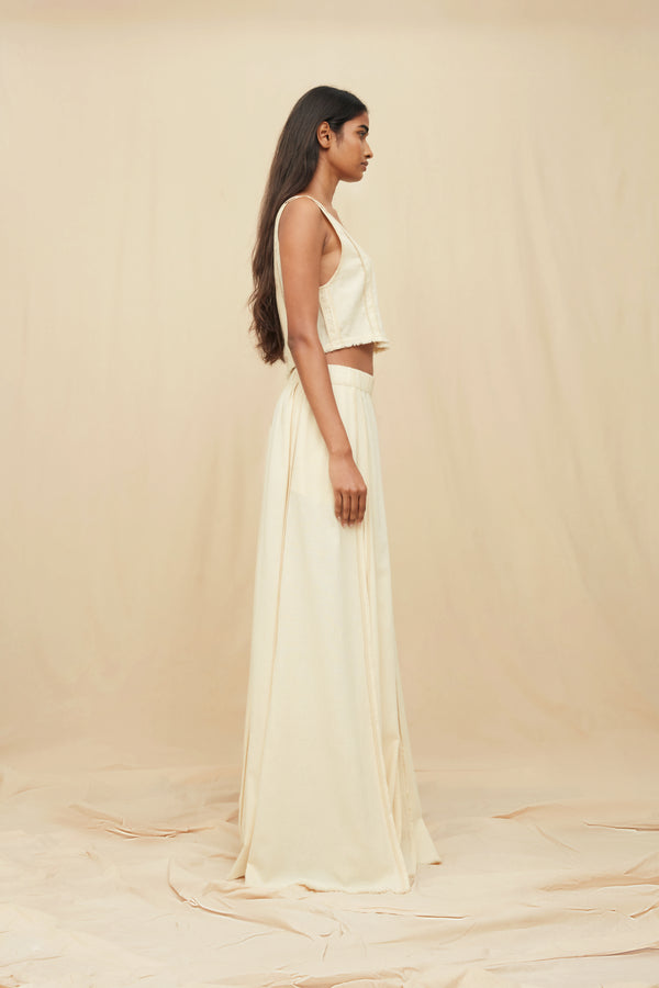 Soluna Maxi Skirt Artisanal Cotton - Natural