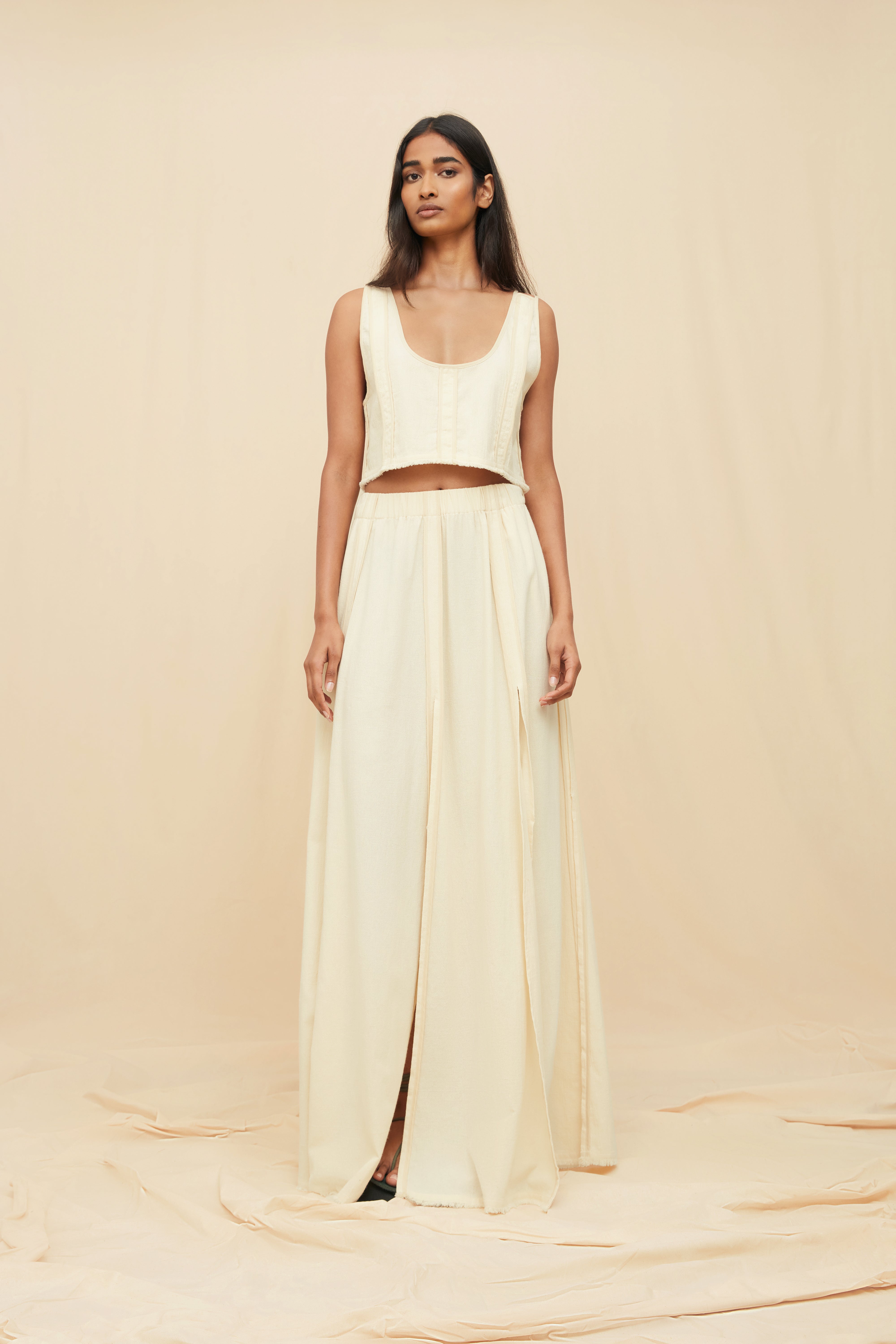 Soluna Maxi Skirt Artisanal Cotton - Natural