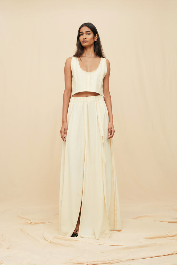 Soluna Maxi Skirt Artisanal Cotton - Natural