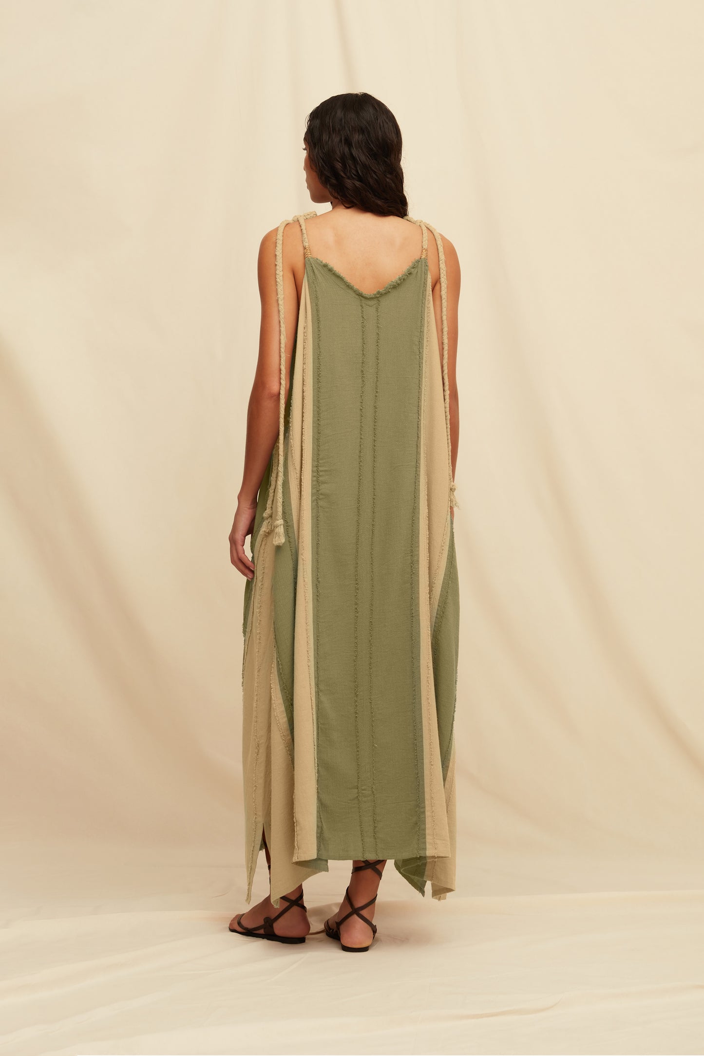 AKBAL LINES DRESS - OLIVE / SEPIA
