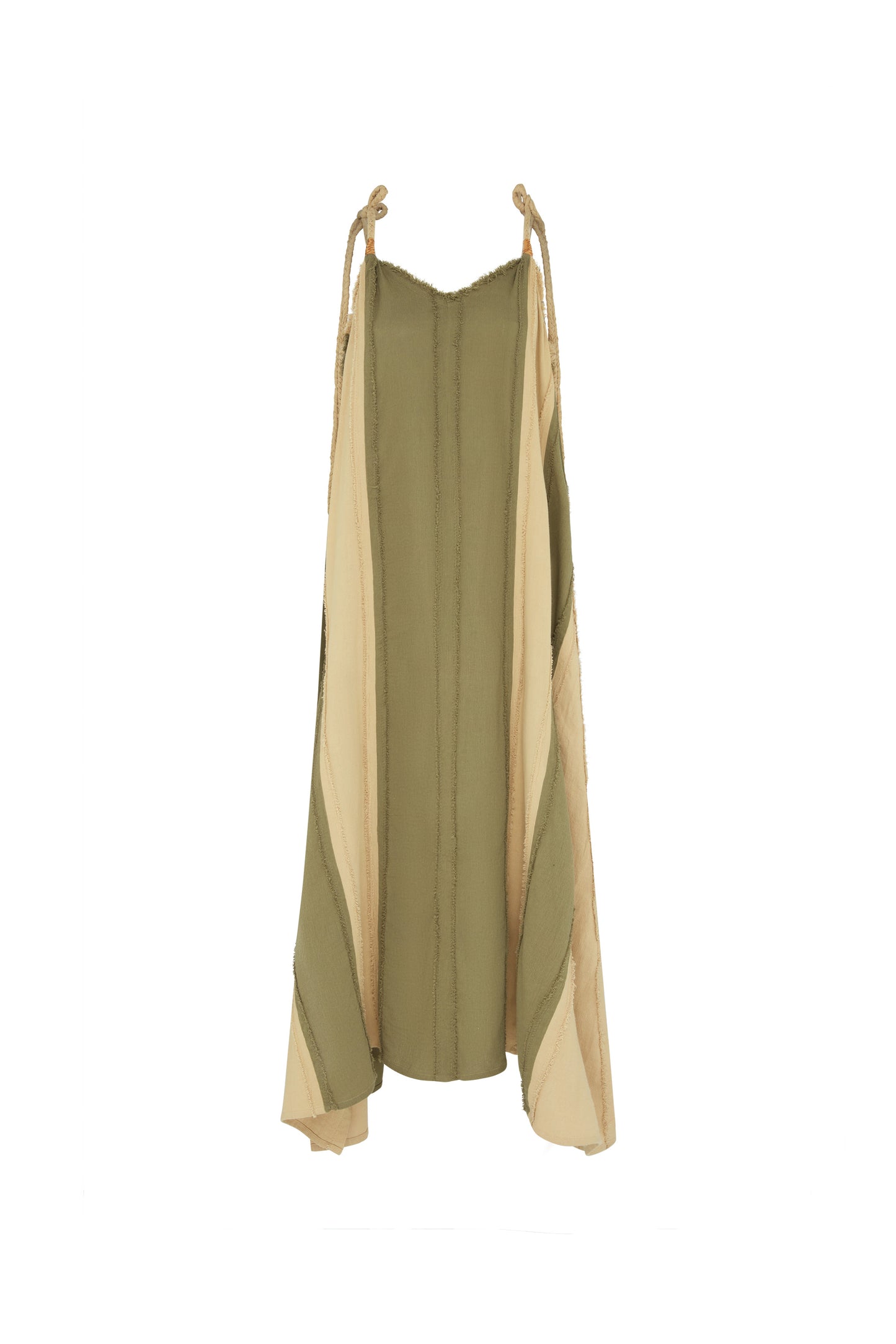AKBAL LINES DRESS - OLIVE / SEPIA
