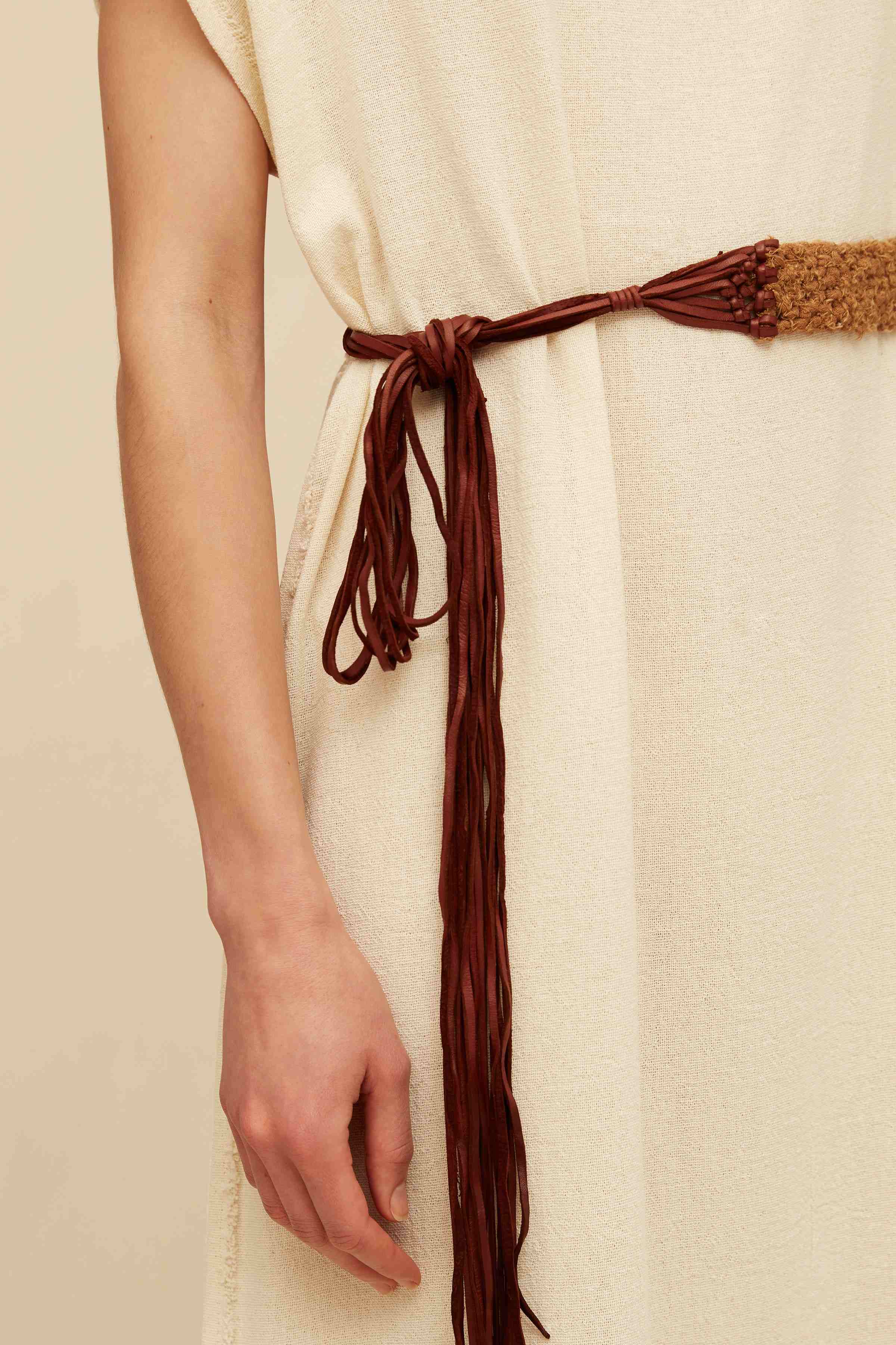 BALCHE COTTON BLENDED BELT - TOBACCO