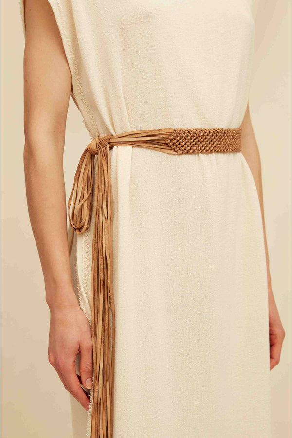Balche Belt Macramé Leather - Natural