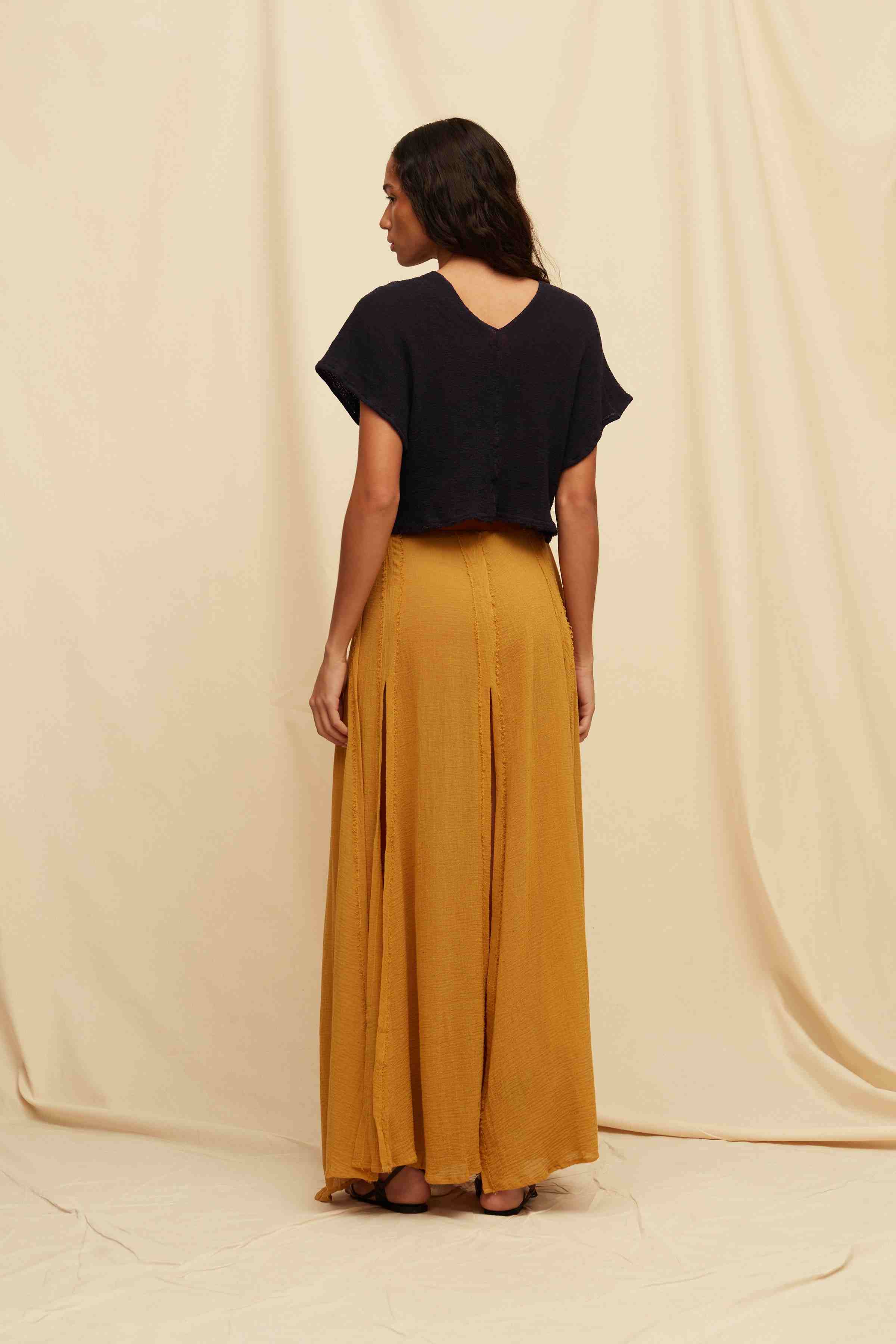 Suuk Skirt Fine Cotton Gauze - Mustard