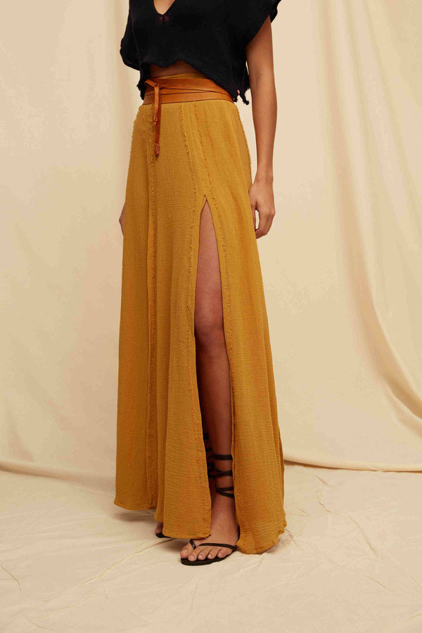 Suuk Skirt Fine Cotton Gauze - Mustard