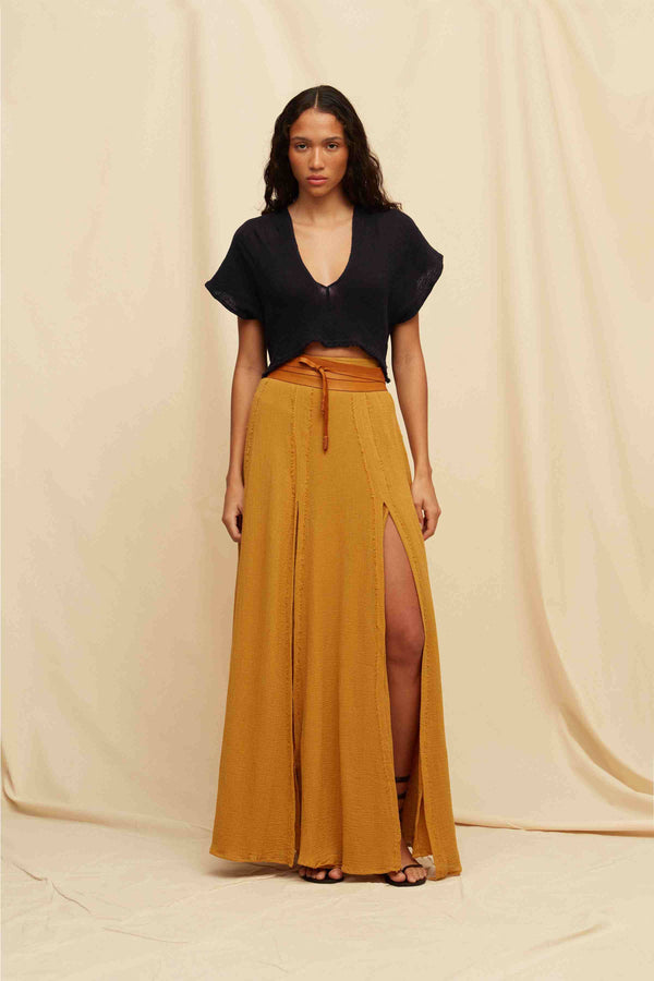 Suuk Skirt Fine Cotton Gauze - Mustard