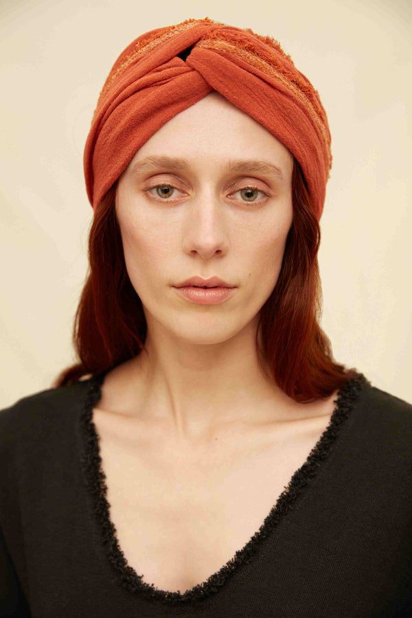 Chahal Turban Cotton Gauze - Burnt Ochre