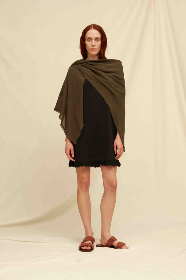 Chinal Scarf Cotton Gauze - Slate