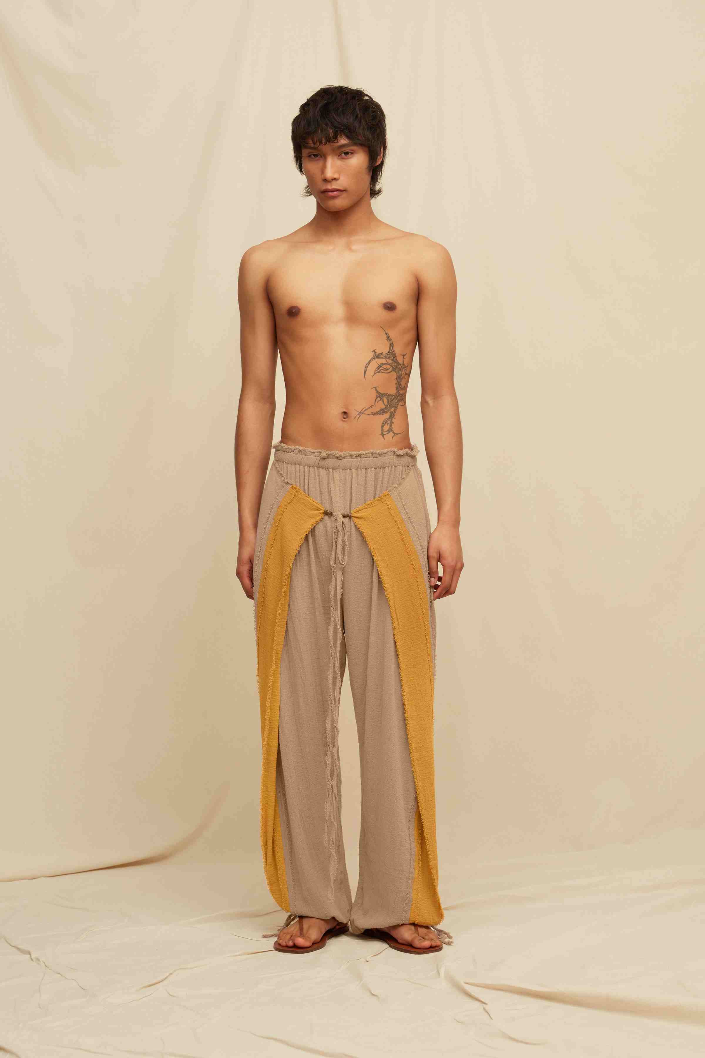 Chinda Pants Cotton Gauze - Sepia / Mustard