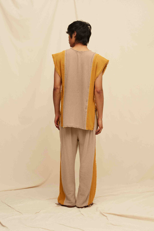 Chindikun Shirt Cotton Jute - Sepia / Mustard