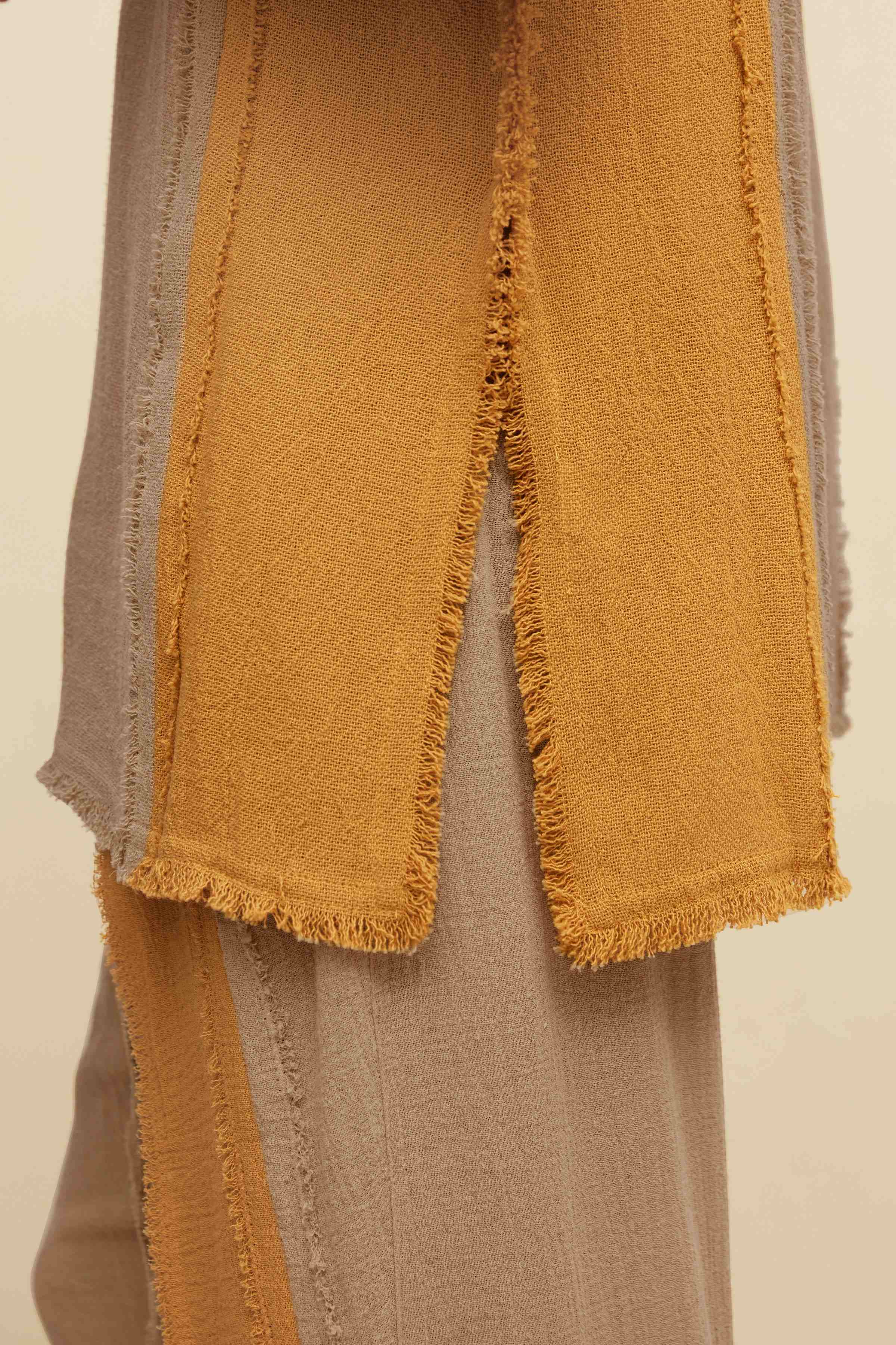Chindikun Shirt Cotton Jute - Sepia / Mustard