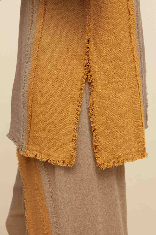 Chindikun Shirt Cotton Jute - Sepia / Mustard