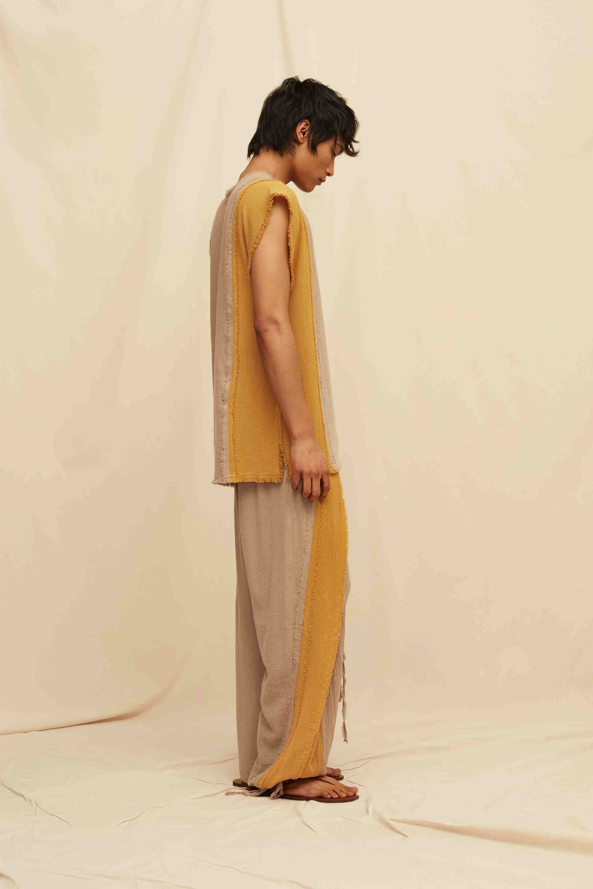 Chindikun Shirt Cotton Jute - Sepia / Mustard