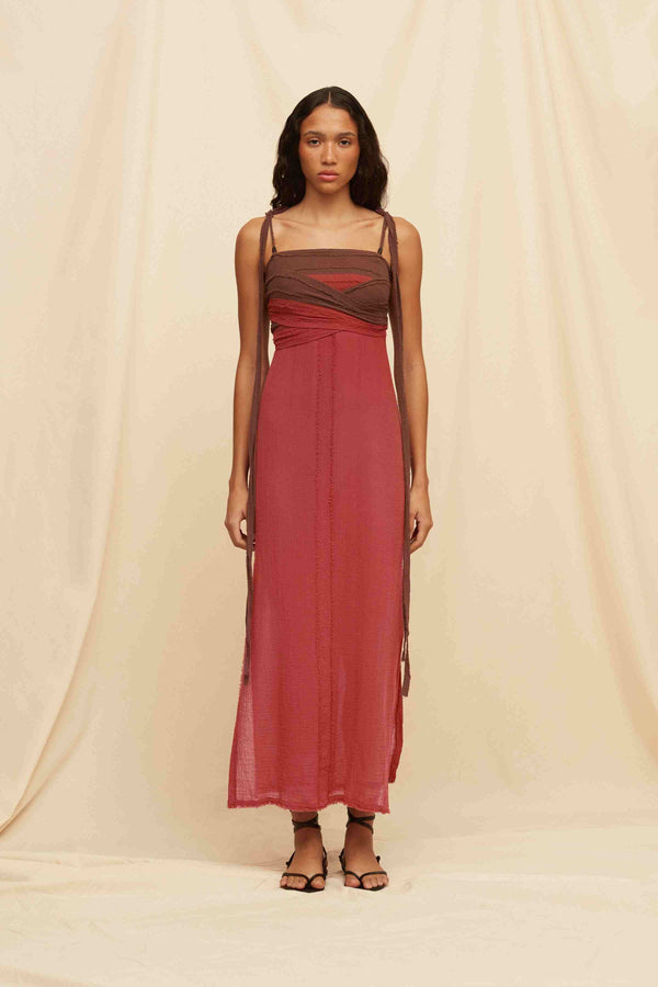 Hanza Dress Cotton Gauze - Madera / Kaoba