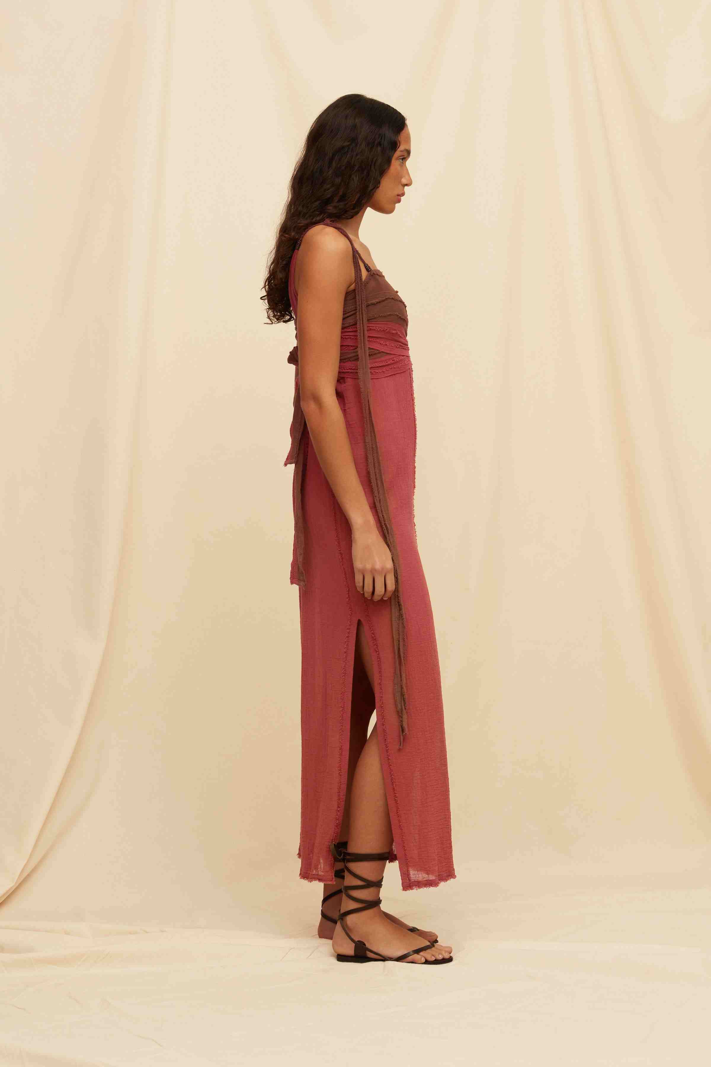 Hanza Dress Cotton Gauze - Madera / Kaoba