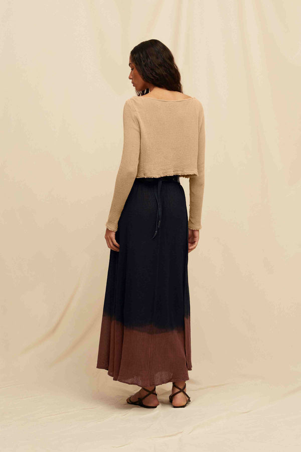 Cholul Skirt Artisanal Cotton - Black Tie Dye