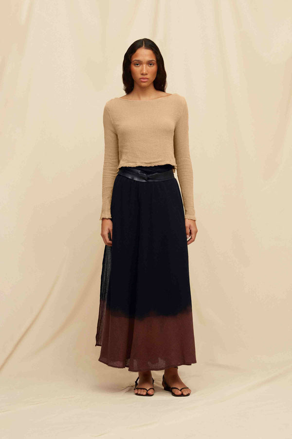 Cholul Skirt Artisanal Cotton - Black Tie Dye