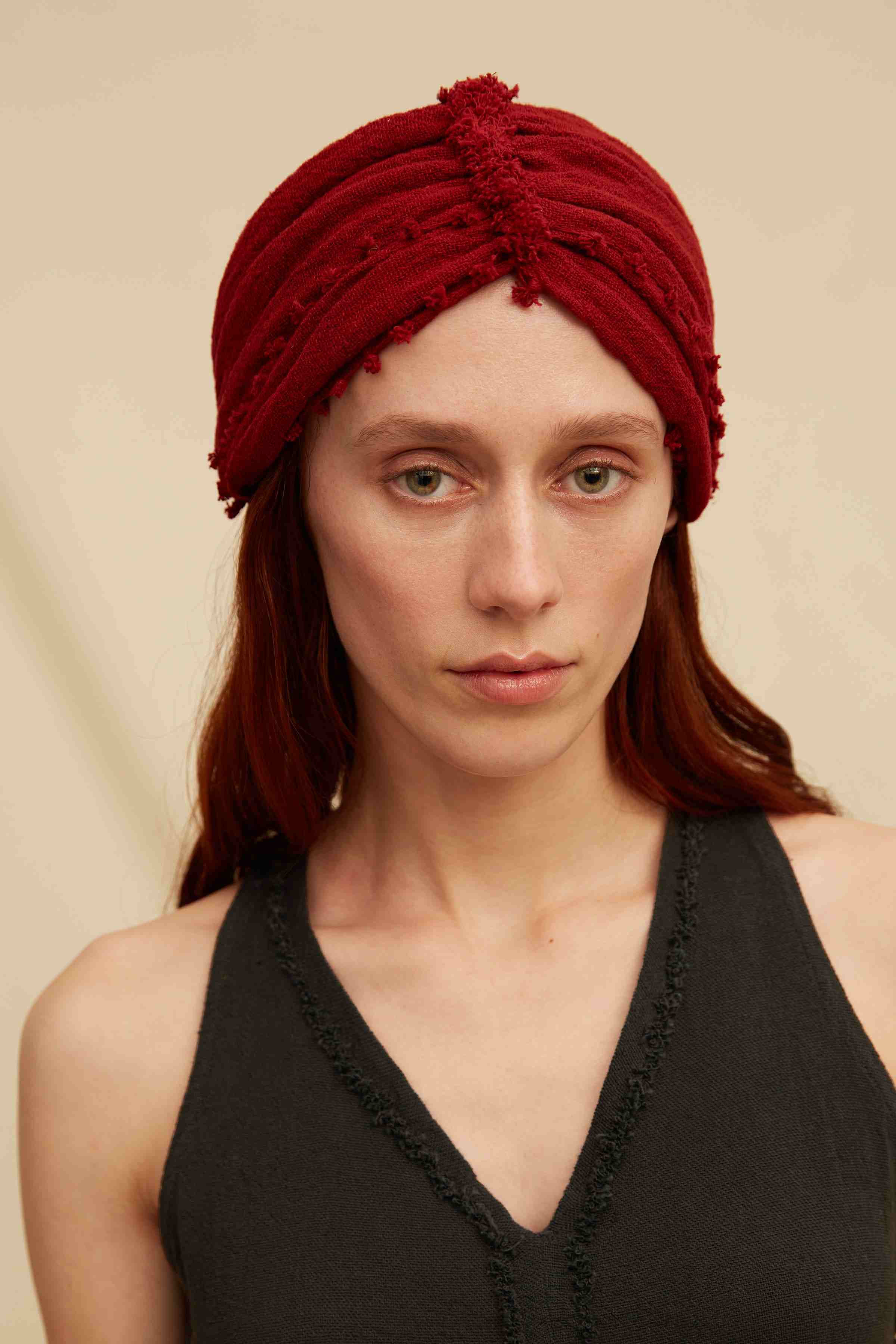 Ixcan Turban Cotton Jute - Cherry