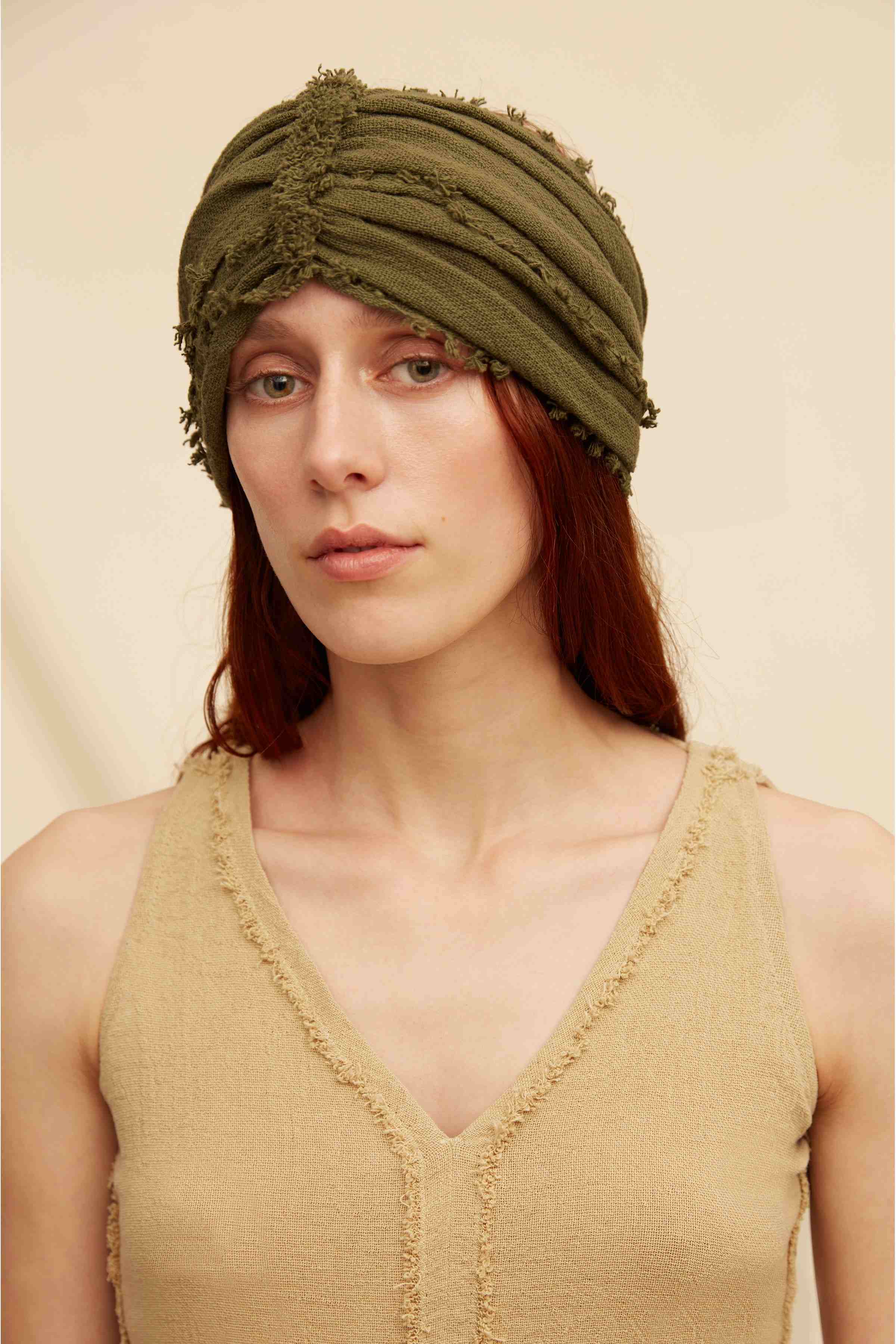 Ixcan Turban Cotton Jute - Olive