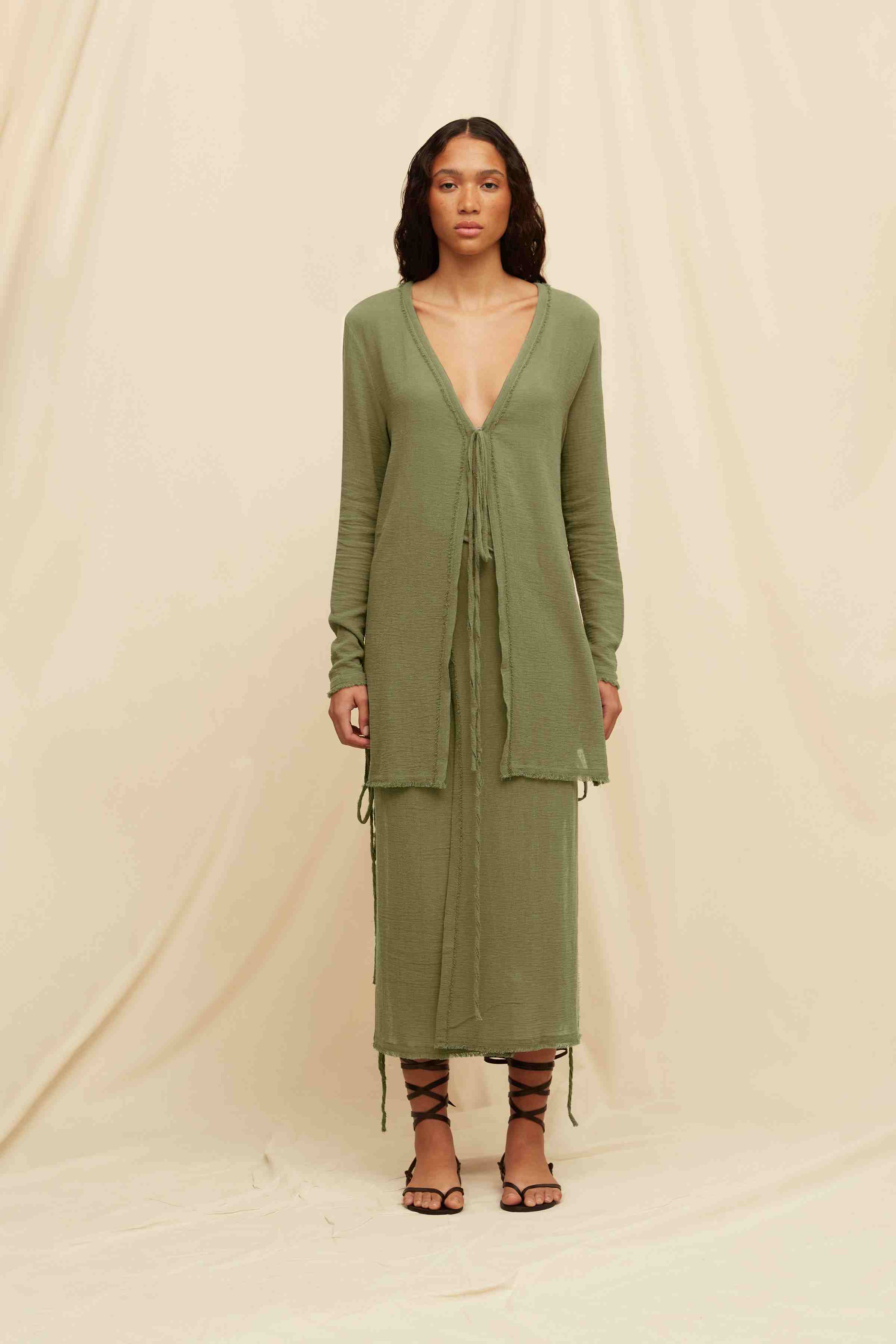 Kahai Top Cotton Gauze - Olive