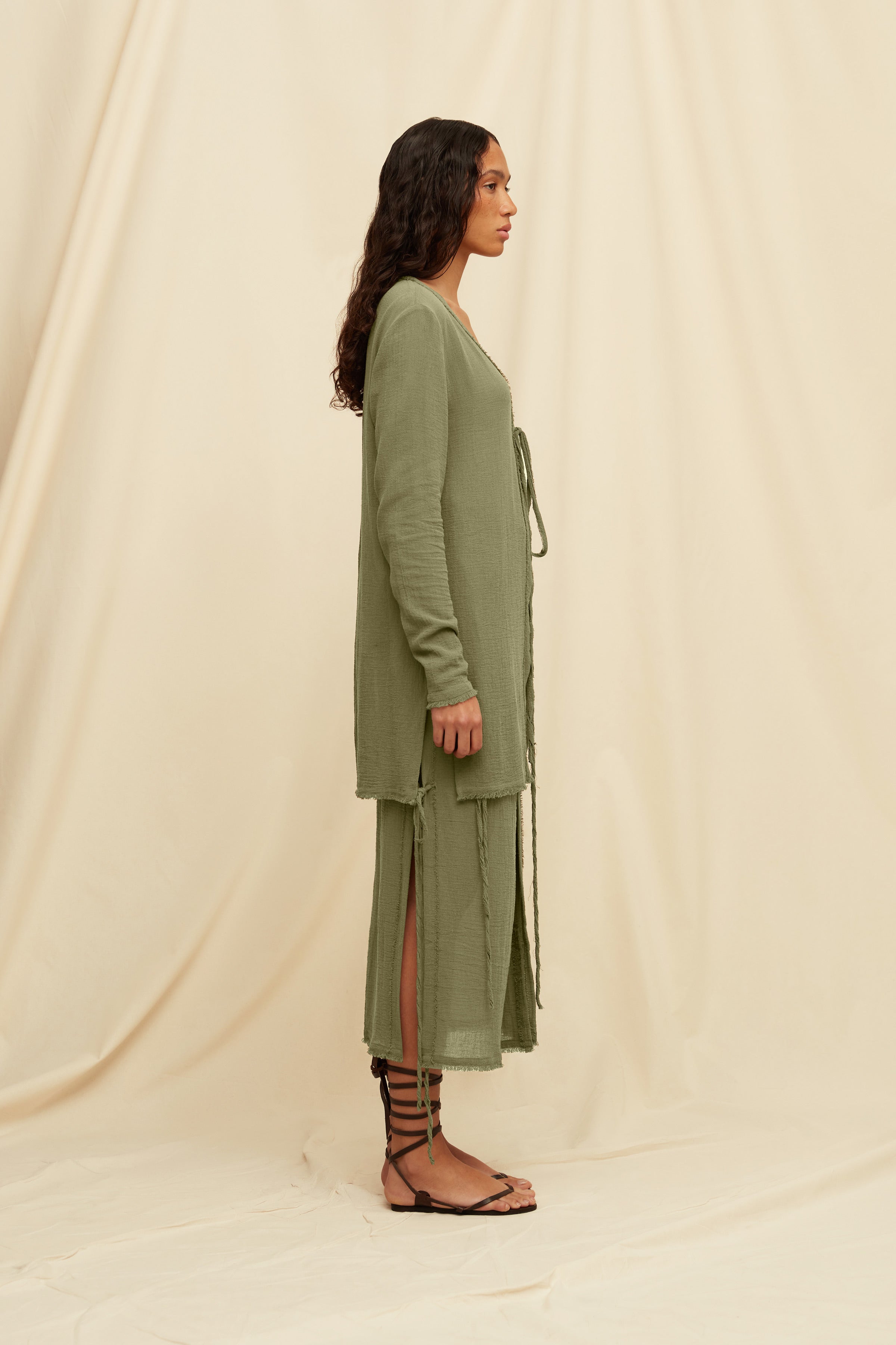 Kahai Top Cotton Gauze - Olive