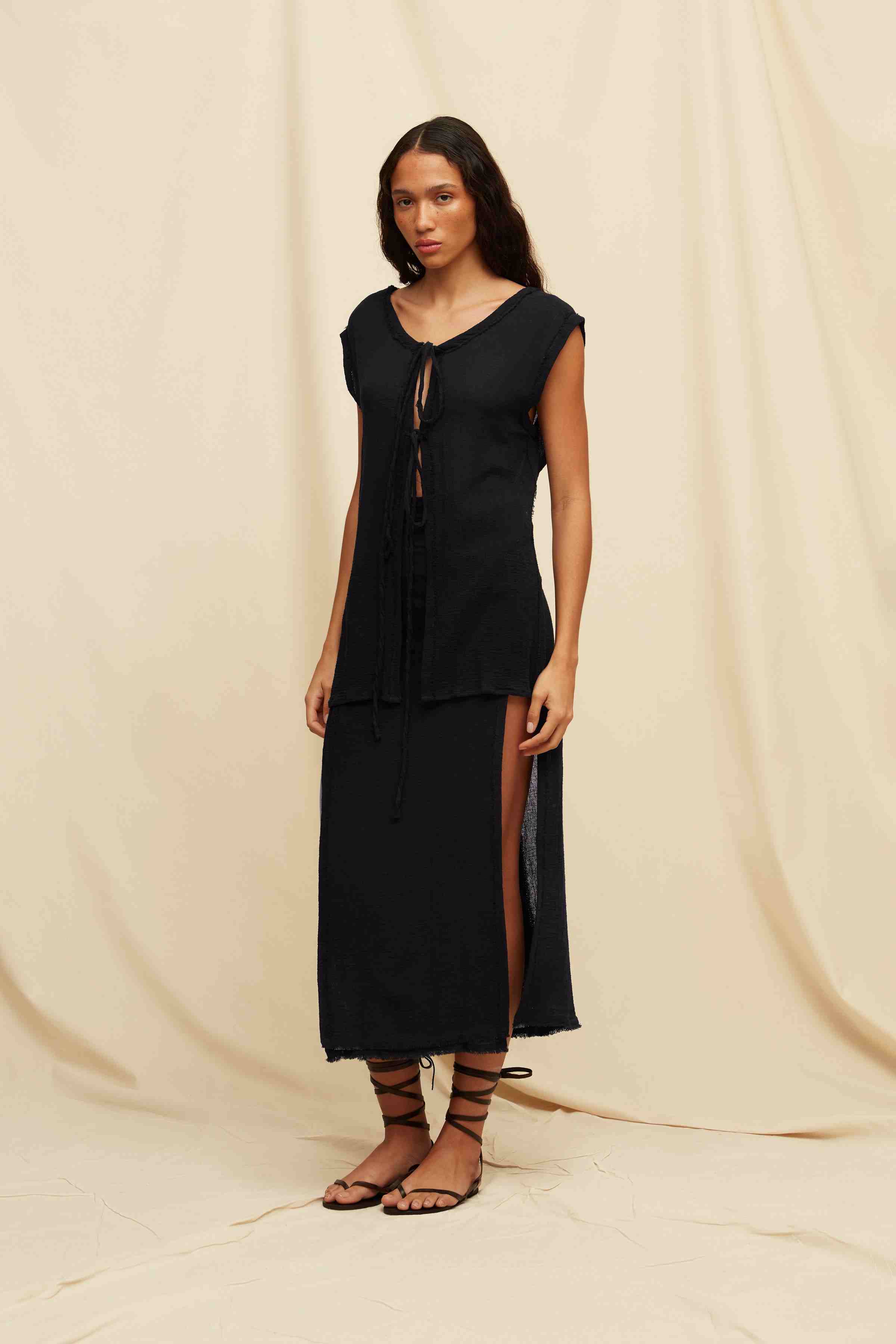 Koati Dress Fine Cotton Gauze - Black