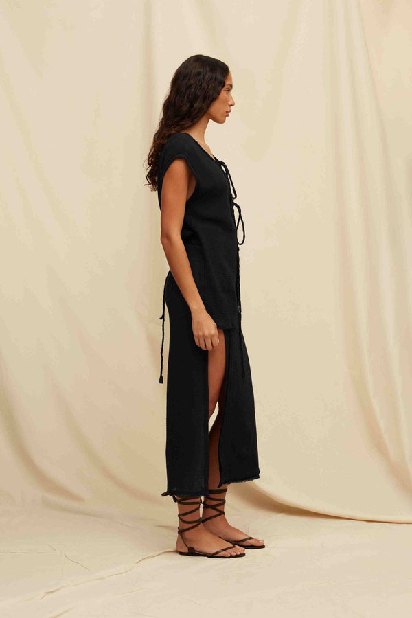 Koati Dress Fine Cotton Gauze - Black